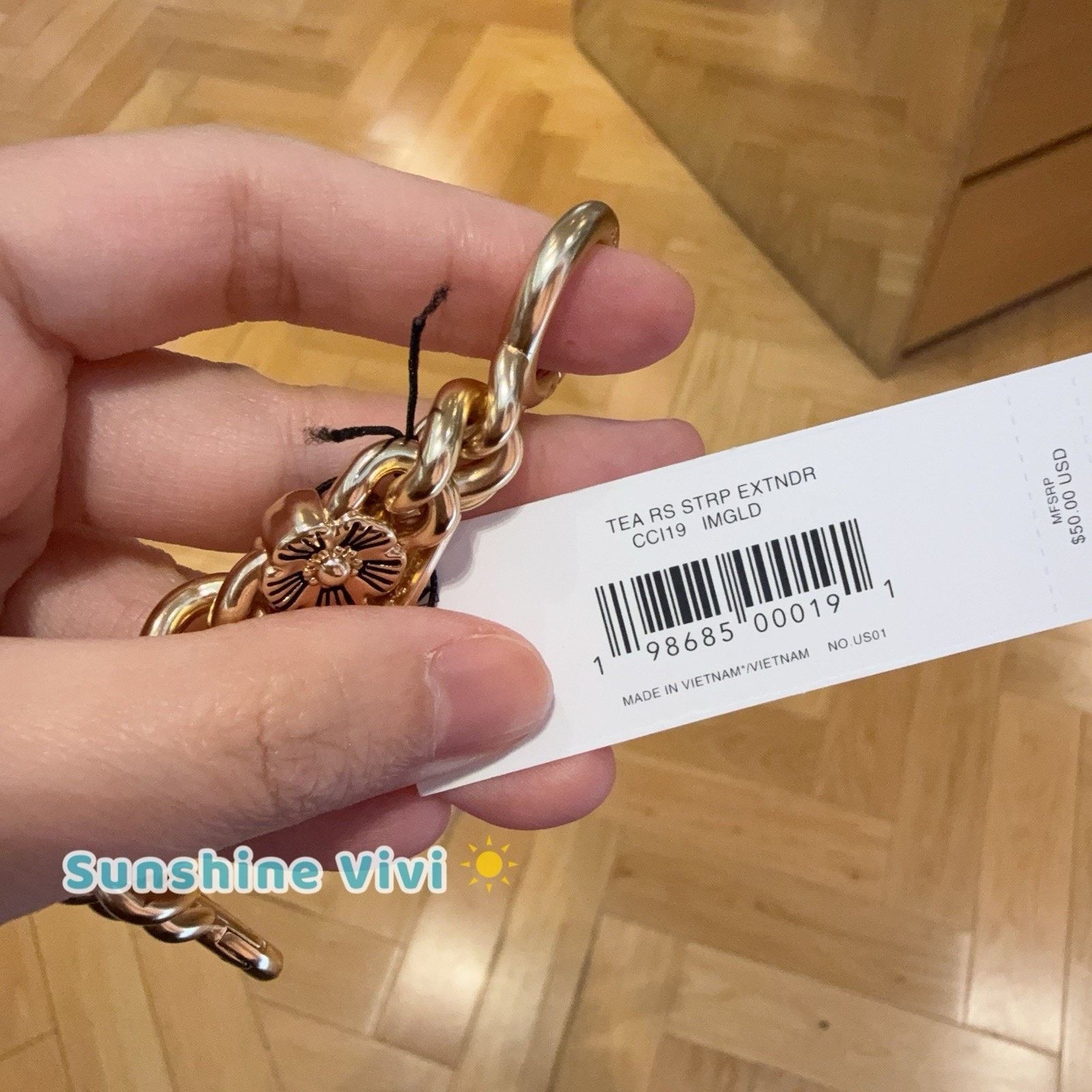 Coach NWT Coach Tea Rose Strap Extender Gold CCI19 With dust bag Size ONE SIZE - 4 Thumbnail