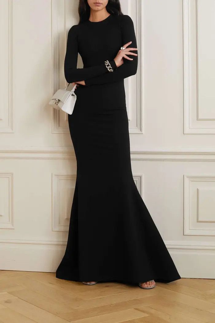 Balenciaga o1bcso1str0326 Maxi Mermaid Gown in Black Size L / US 10 / IT 46 - 2 Thumbnail