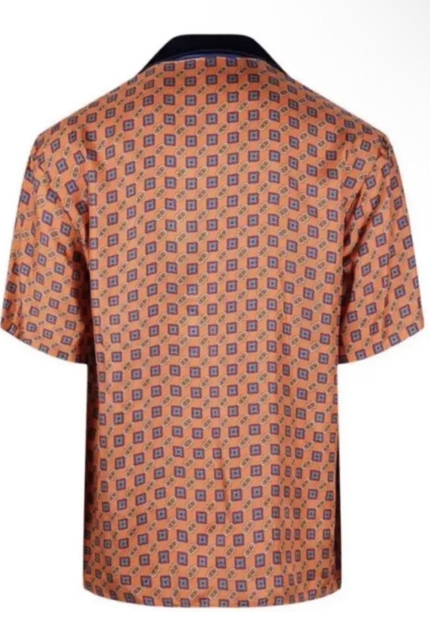 Gucci Gucci Men Silk & Acetate Navy Orange Shirt size IT 50 Size US M / EU 48-50 / 2 - 2 Thumbnail