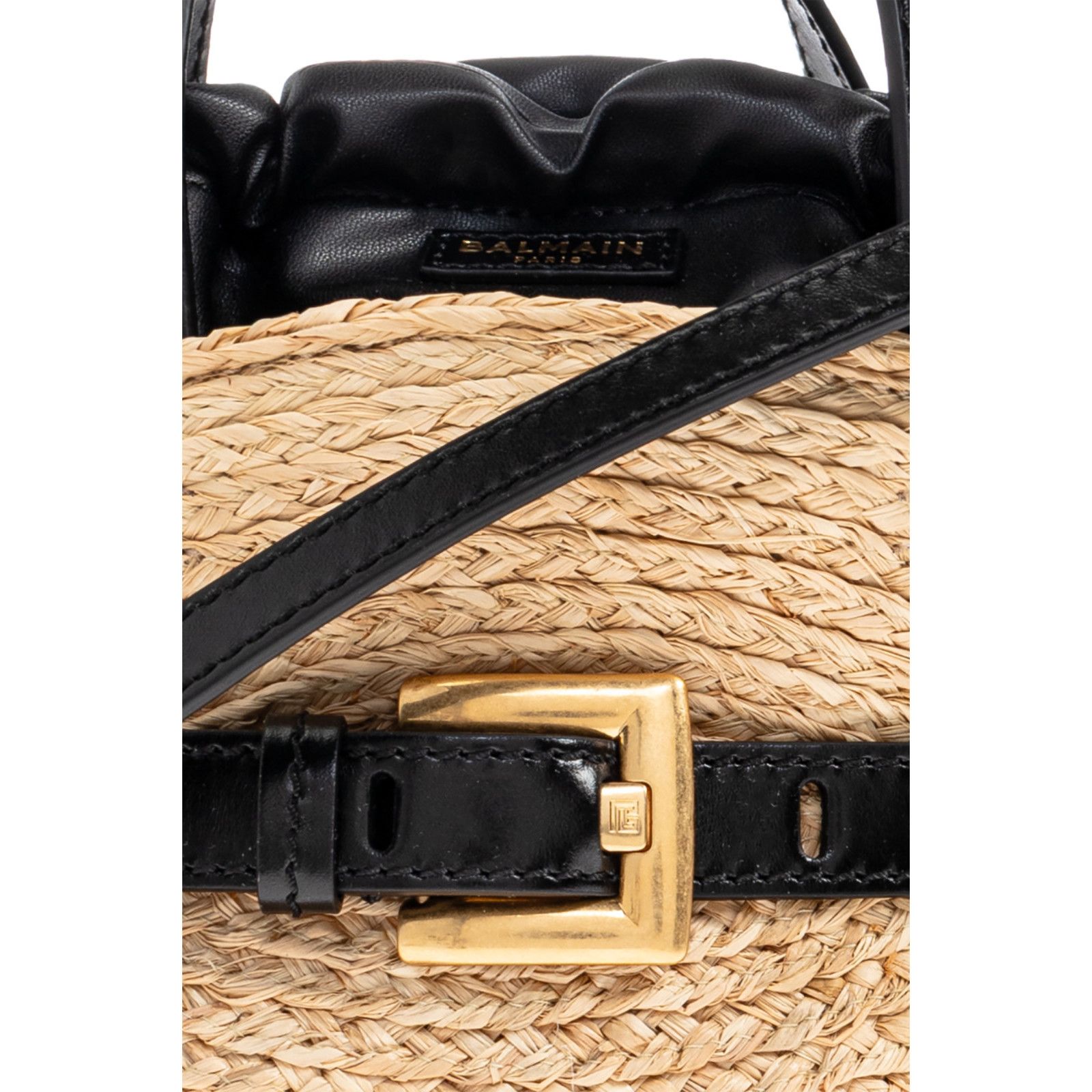 Balmain BALMAIN Mini Shuffle Beige Raffia & Leather New & Authentic Size ONE SIZE - 5 Thumbnail