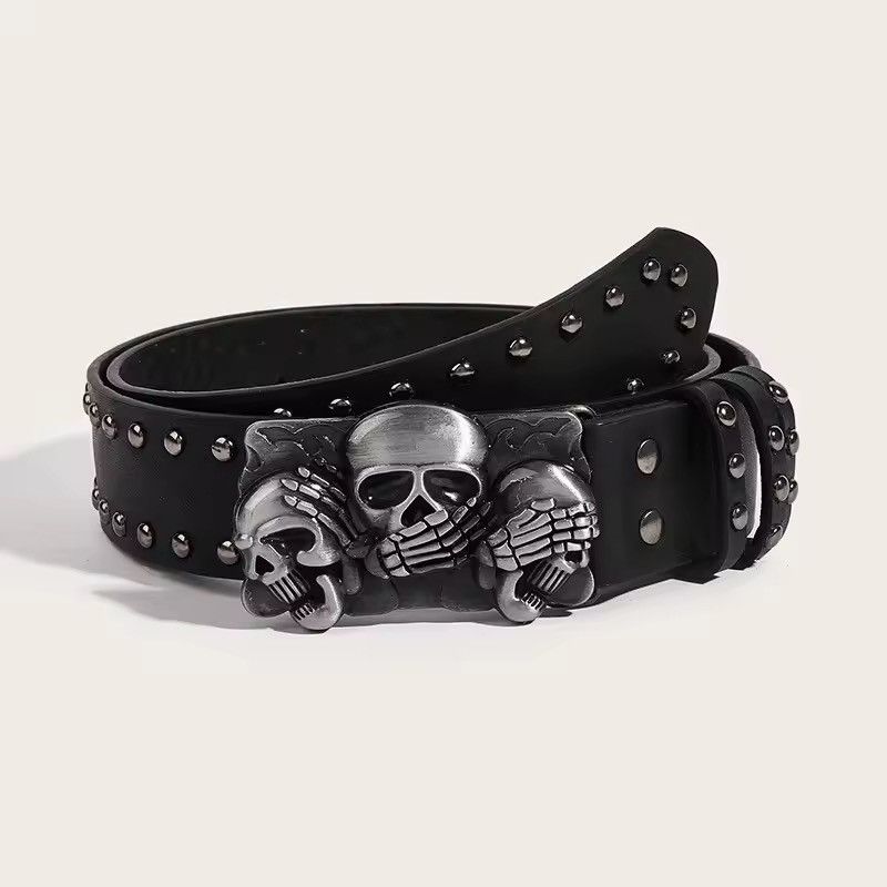 Japanese Brand Skull Rivet Belts Size ONE SIZE - 4 Thumbnail