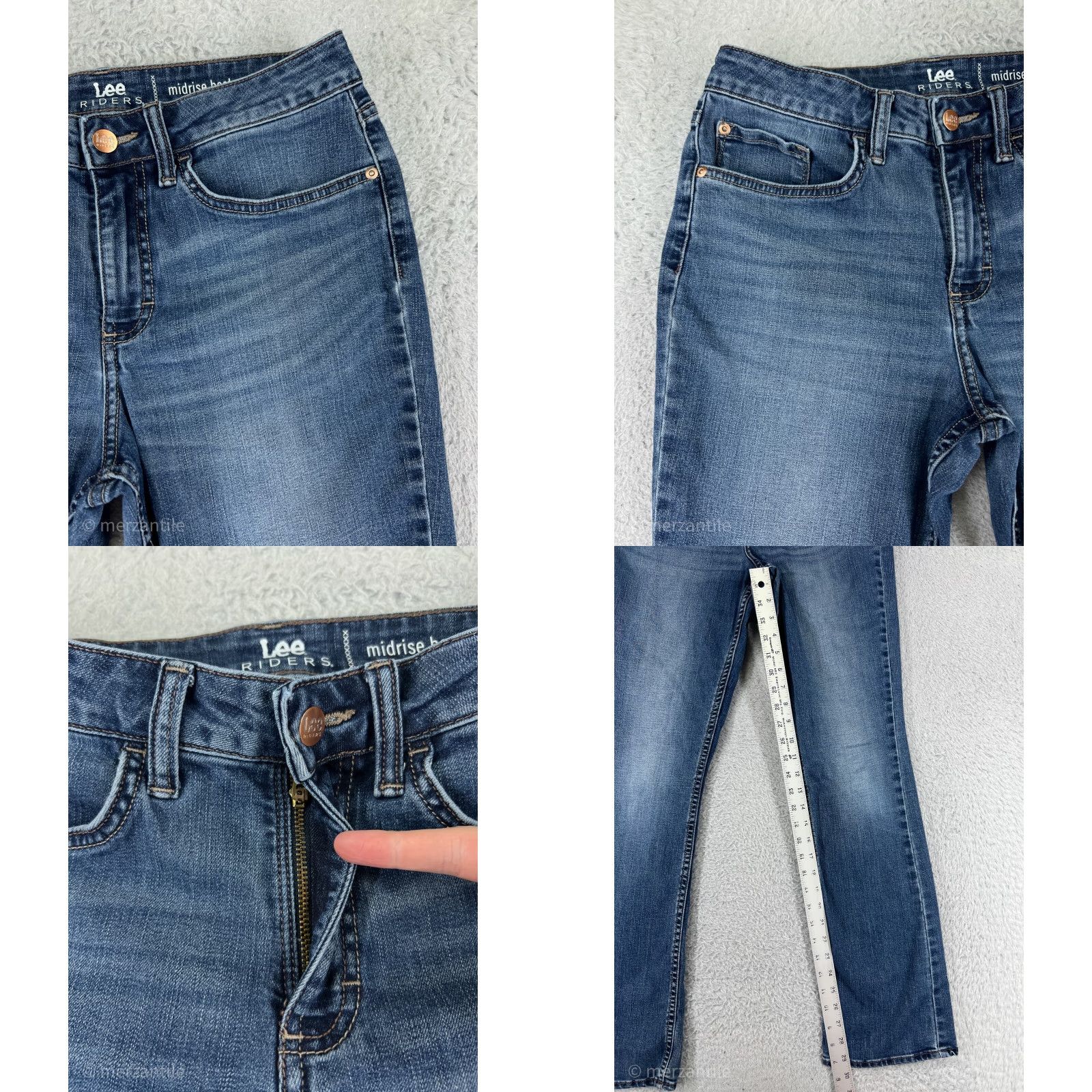 Lee Lee Jeans Womens 8 Blue Denim Bootcut Mid Rise Western Cotton Blend Size 30" / US 8 / IT 44 - 8 Thumbnail