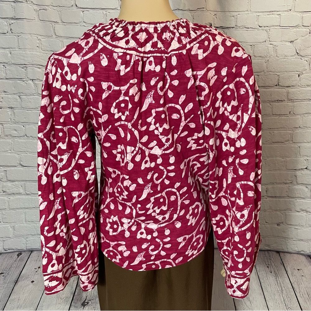 Free People New Free People On the Block Bell Sleeve Berry Combo Cotton Size L / US 10 / IT 46 - 5 Thumbnail