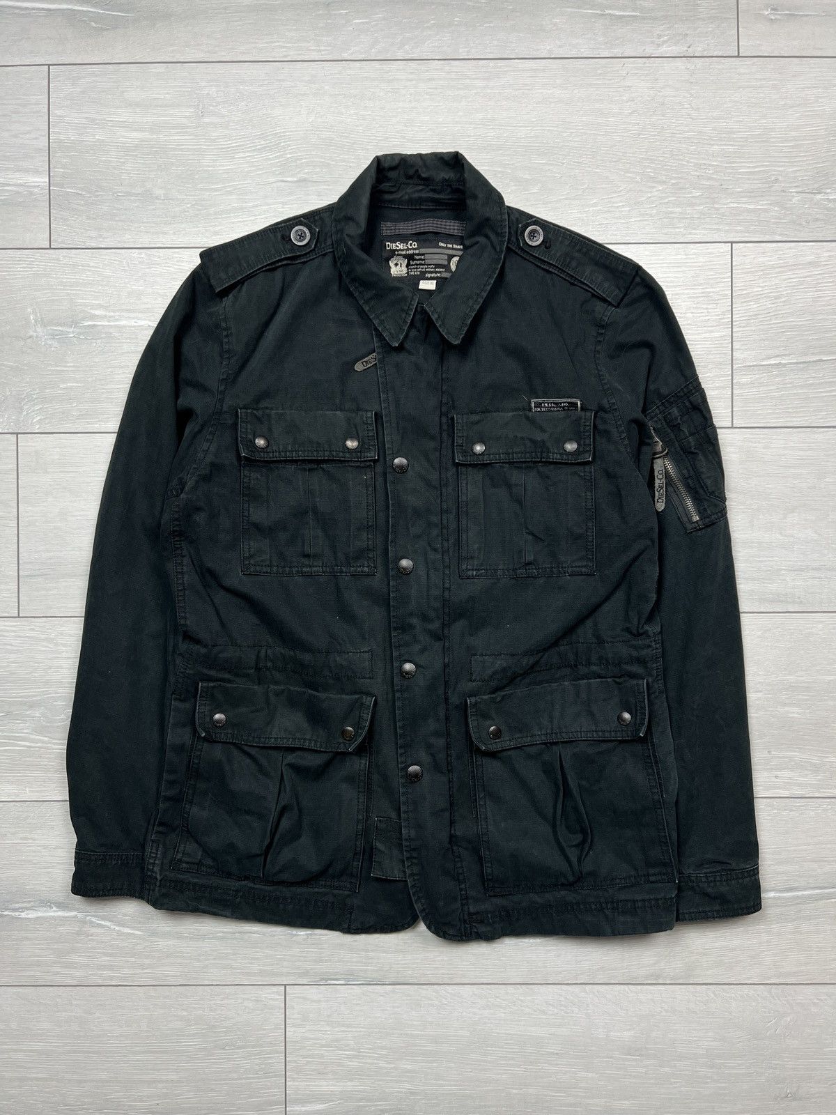 Image of Vintage Diesel Military Style Jacket (Y0095) in Black, Men's (Size XL)