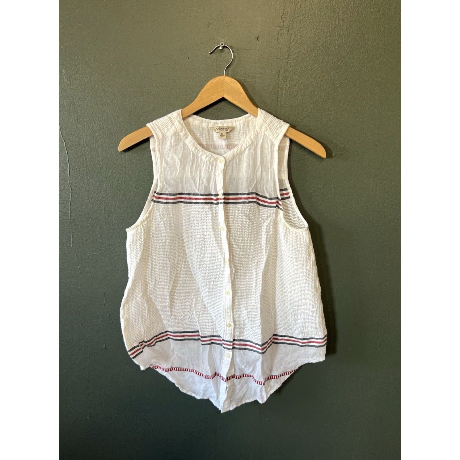 Lucky Brand Lucky Brand Womens Sleeveless Button-Up White Size Medium Shirt Size M / US 6-8 / IT 42-44 - 2 Thumbnail