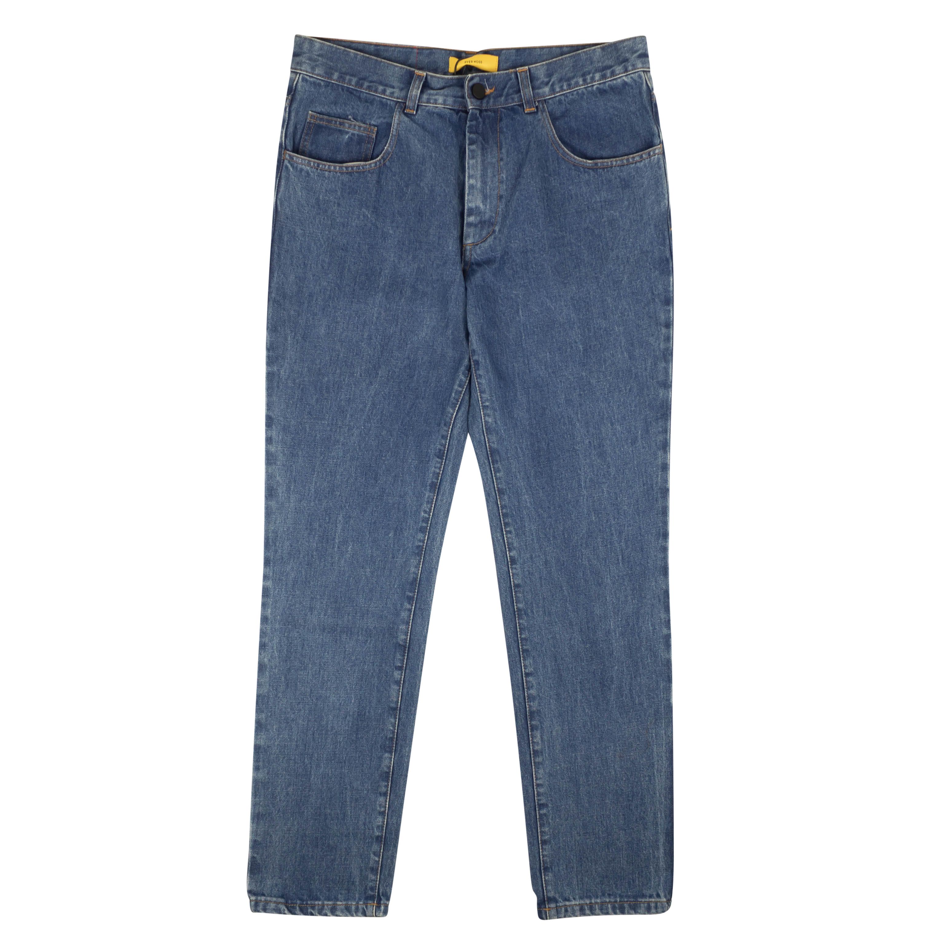 image of Pyer Moss Blue & White Leather Pocket Jeans Size Xs, Men's