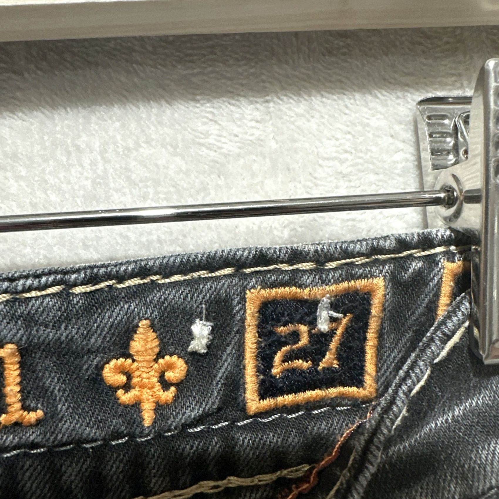 Vintage Rock Revival Dorran Slim Straight Jeans 27 Denim 5-Pocket Logo Embroidered Pockets Mens Blue Size US 27 - 3 Thumbnail
