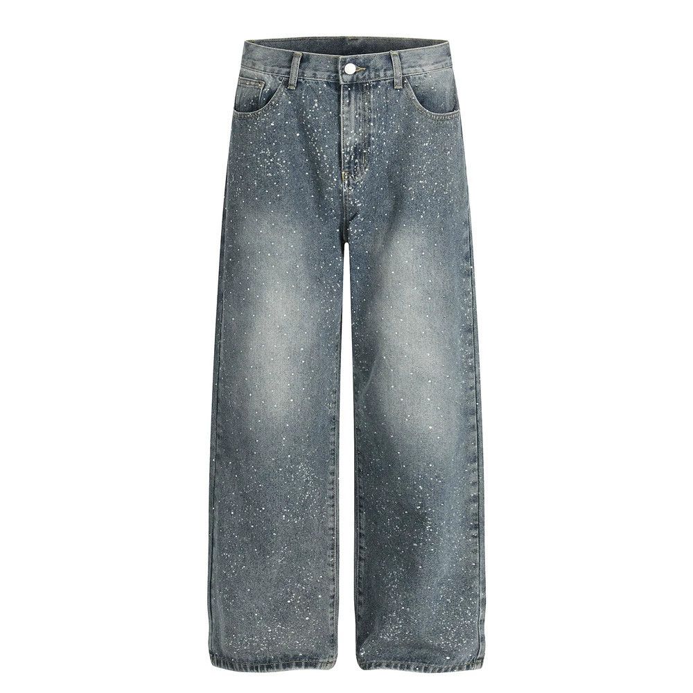 Jean Men's vintage hot-drilled washed distressed jeans Size US 32 / EU 48 - 1 Thumbnail
