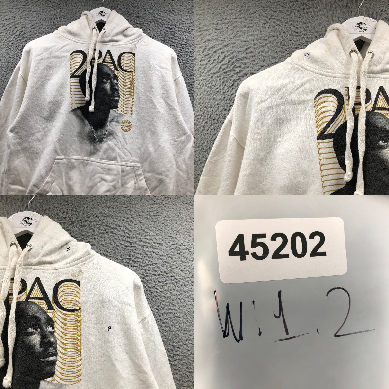 Vintage Cross Colours x Tupac Shakur Sweatshirt Hoodie Mens M 2Pac Graphic White Crew Neck Long Sleeve Pullover Logo Size US M / EU 48-50 / 2 - 9 Thumbnail