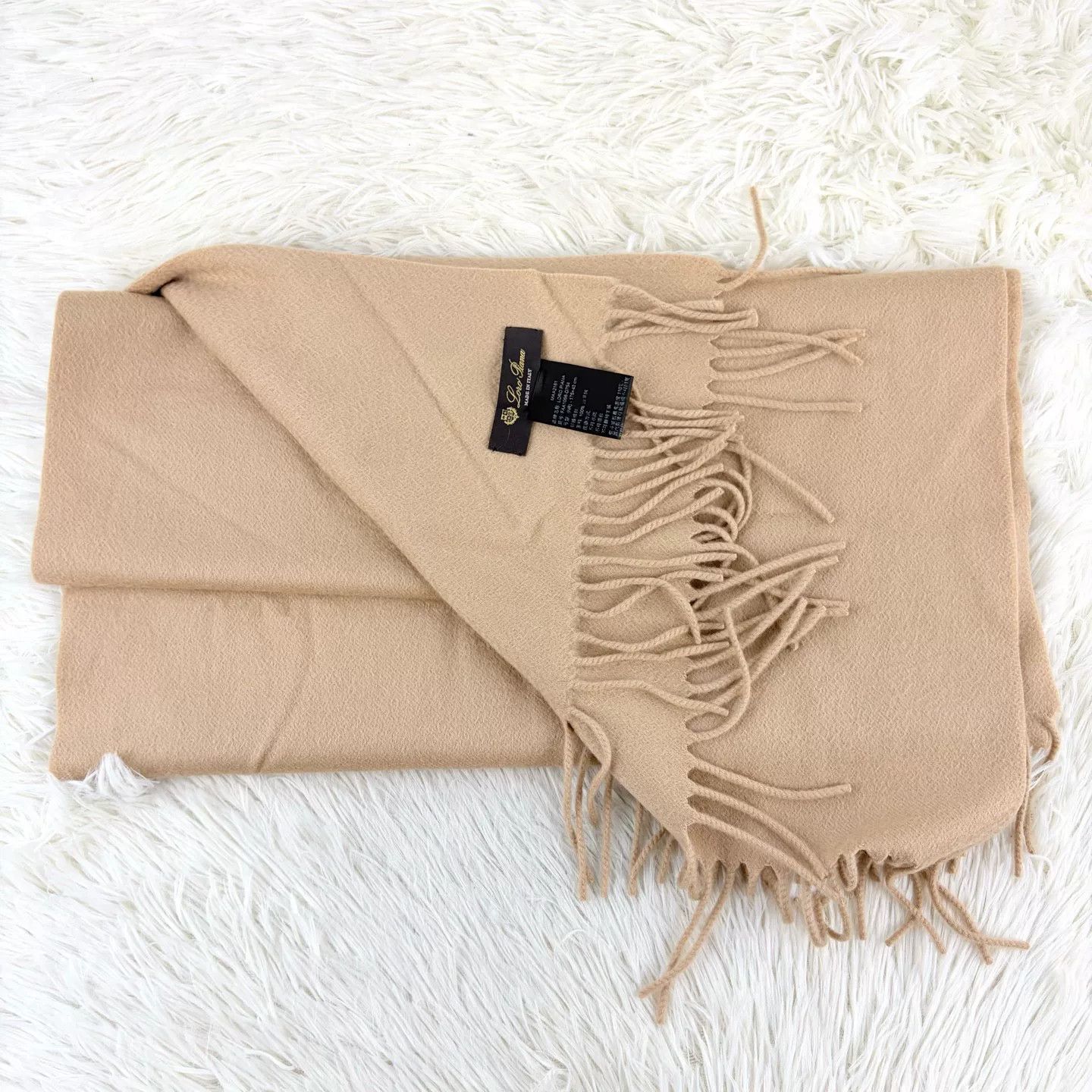 Loro Piana Loro Piana Camel Cashmere Fringed Scarf Size ONE SIZE - 1 Thumbnail