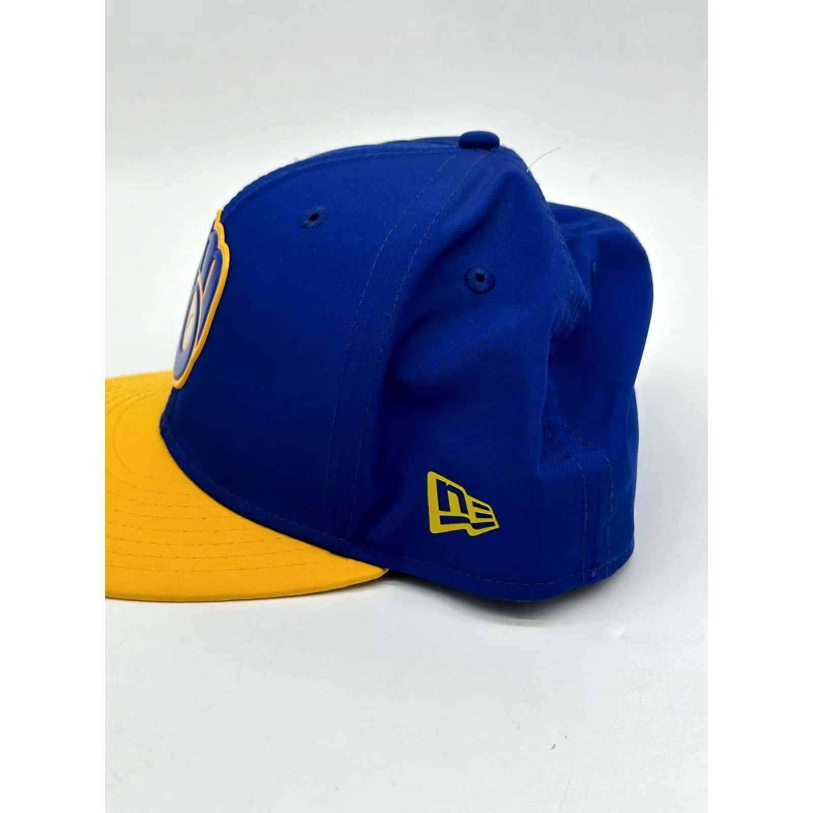 New Era New Era Milwaukee Brewers Hat Adult 7.5 Blue Fitted Baseball Cap MLB 59Fifty Men Size ONE SIZE - 4 Thumbnail