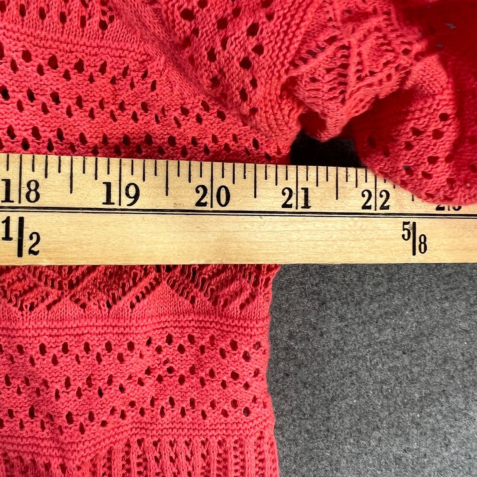 Other Joan Rivers Crochet Stripe Open Front Cardigan Coral Size M / US 6-8 / IT 42-44 - 6 Thumbnail