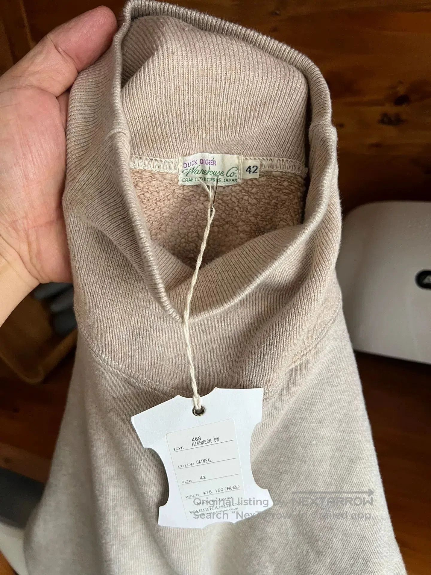 Warehouse vintage high-neck plush sweatshirt in oatmeal. Size US M / EU 48-50 / 2 - 8 Thumbnail