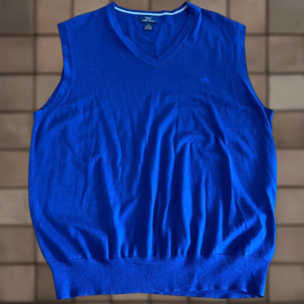 Brooks Brothers VINTAGE Brooks Brothers Sweater Vest Men XL Blue Cotton Silk Cashmere V-Neck All Seasons Dress Casual Size US XL / EU 56 / 4 - 1 Thumbnail