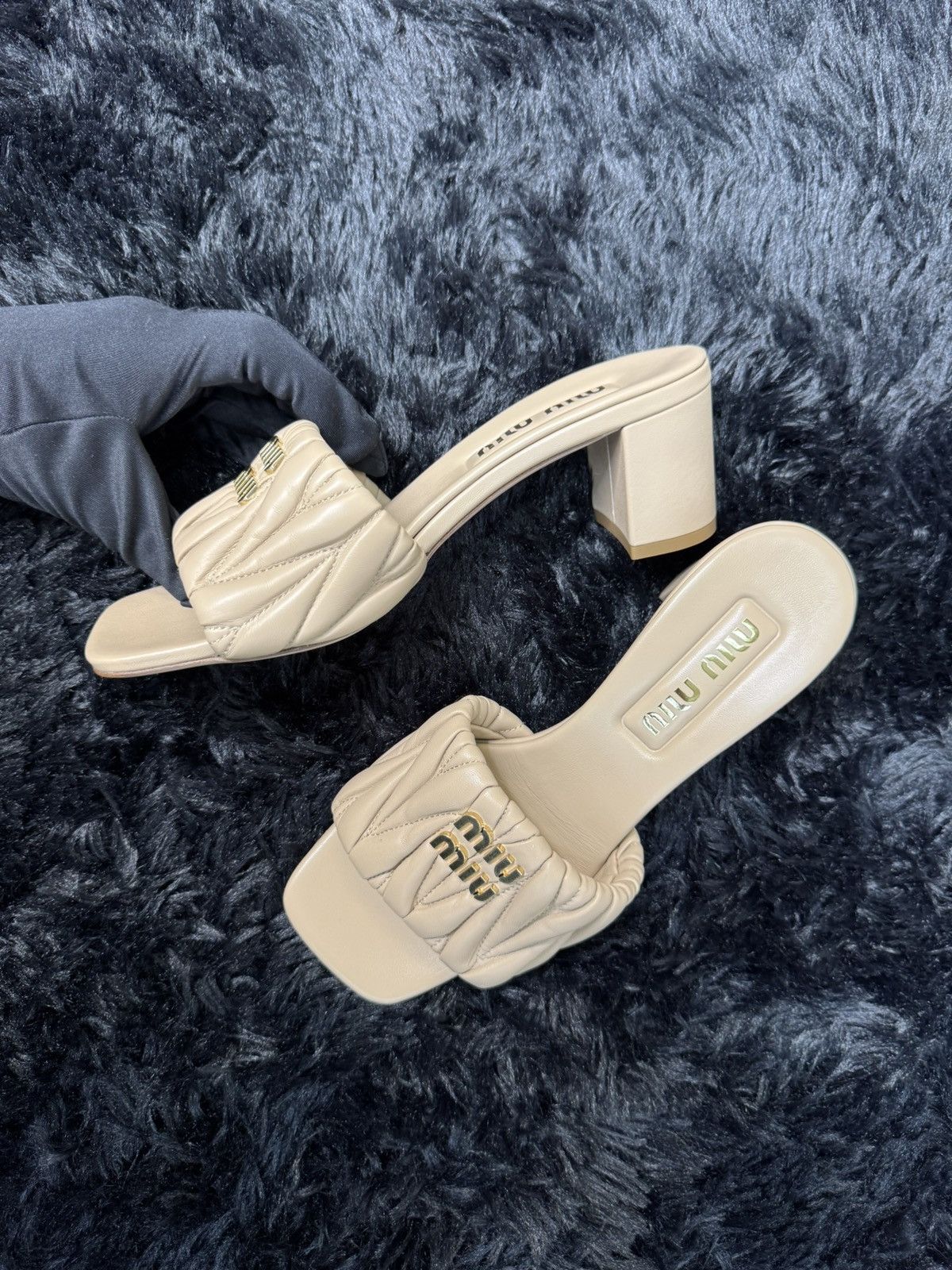Miu Miu Miu Miu Nappa Matelassé Sandals Size US 7.5 / IT 37.5 - 7 Thumbnail