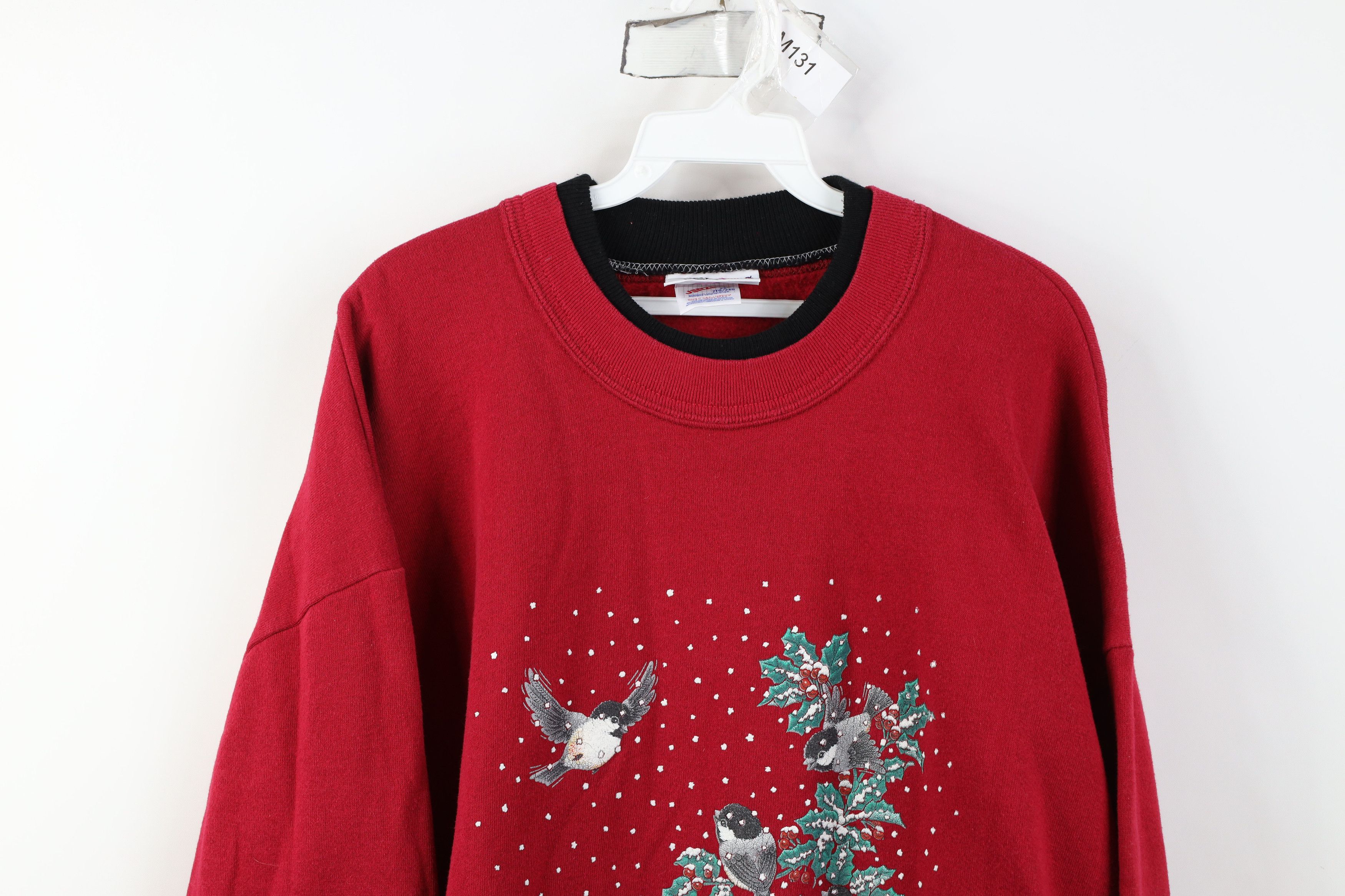 Vintage Vintage 90s Streetwear Christmas Birds Nature Sweatshirt Size XXL / US 16-18 / IT 52-54 - 2 Thumbnail