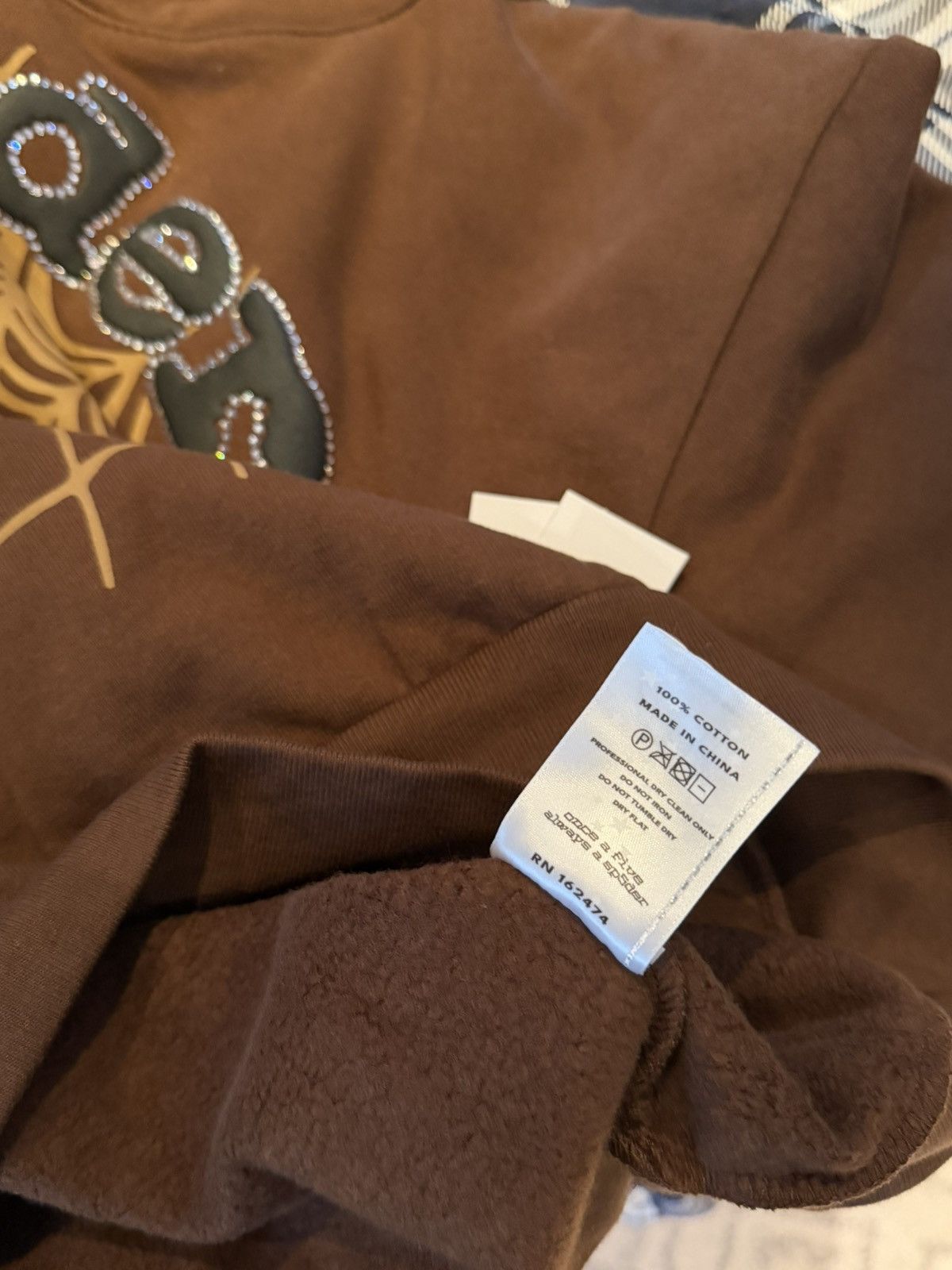 Sp5der Brown Rhinestone Sp5der Hoodie Size US M / EU 48-50 / 2 - 8 Thumbnail