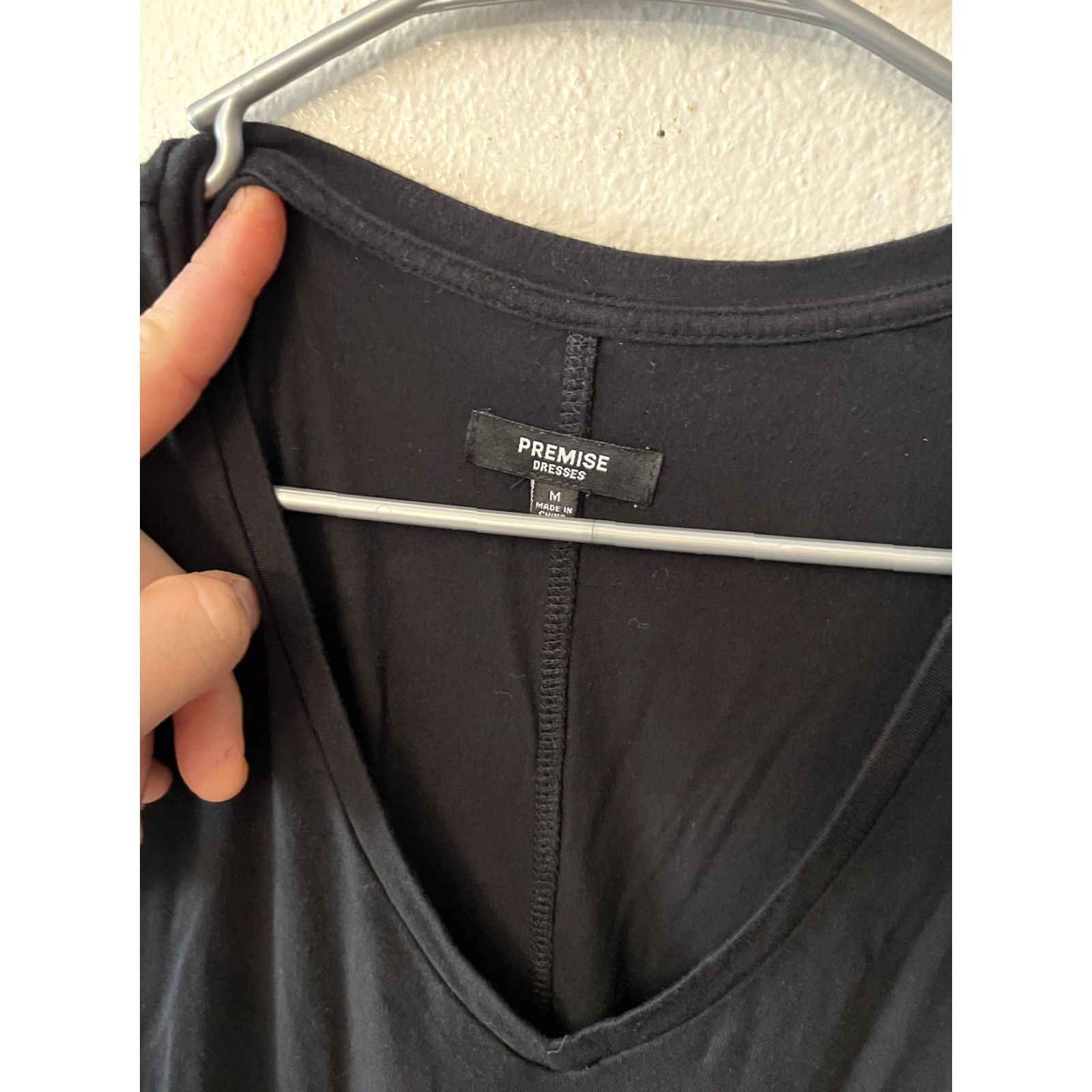 Vintage Premise Black Solid V-Neck T-Shirt Dress Pockets – Size M Women Size M / US 6-8 / IT 42-44 - 2 Thumbnail