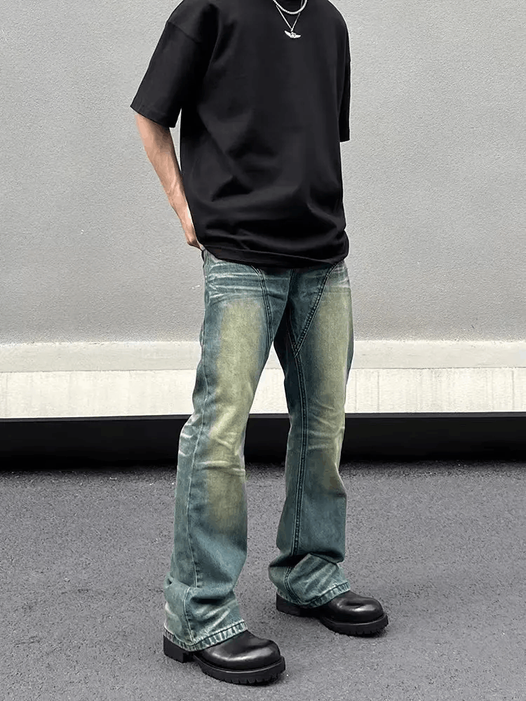 Japanese Brand × Vintage Vintage washed Y2K patchwork micro-flared jeans Size US 31 - 2 Thumbnail