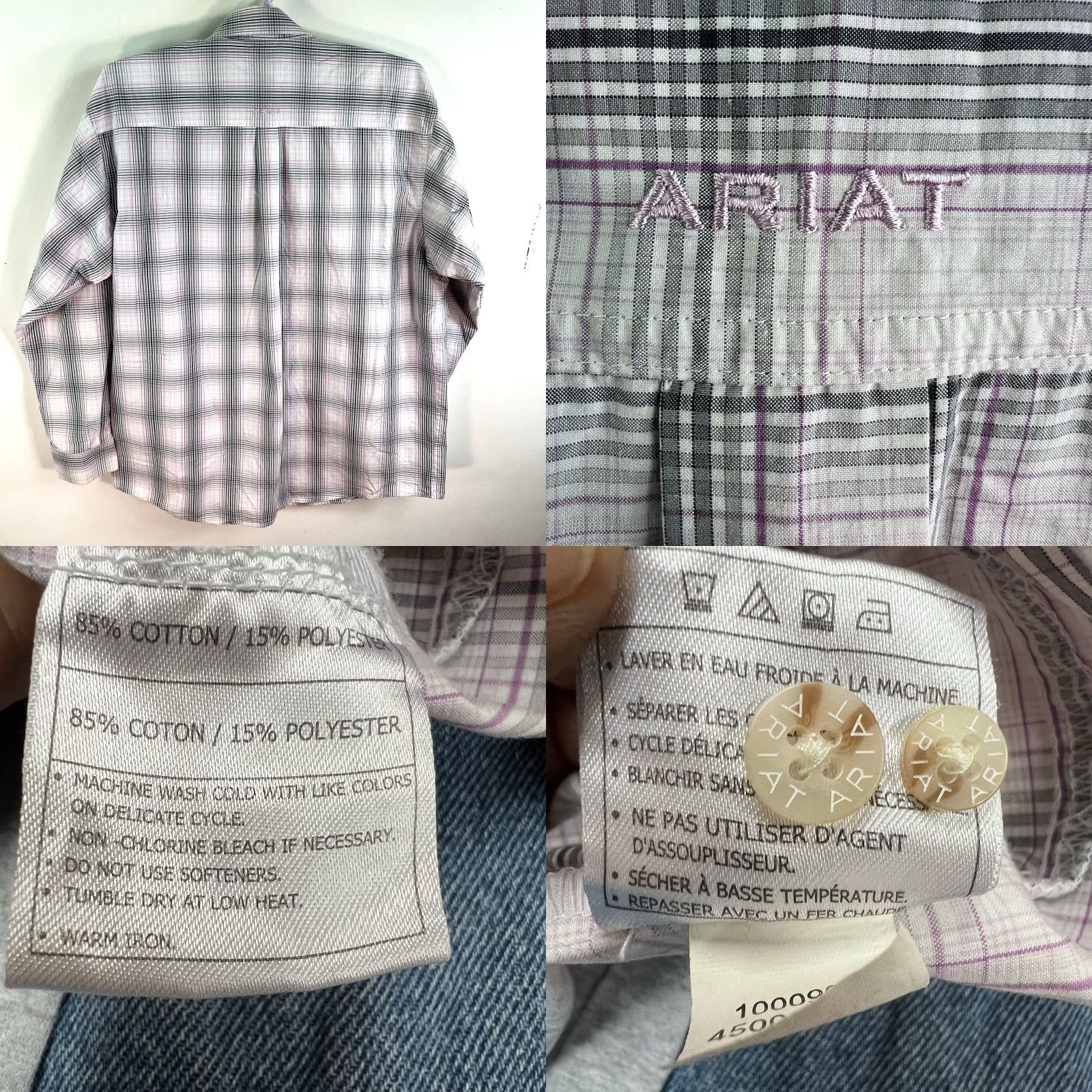 Ariat Ariat Pro Series Button-Down Plaid Shirt XL Mens Size Long Sleeve Gray Purple Size US XL / EU 56 / 4 - 8 Thumbnail