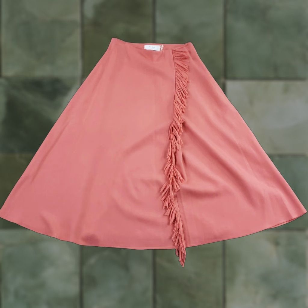 Vintage Beatrice B Skirt Womens A-Line Midi Pink Fringe Wool Julep Medium Size 32" / US 10 / IT 46 - 1 Thumbnail
