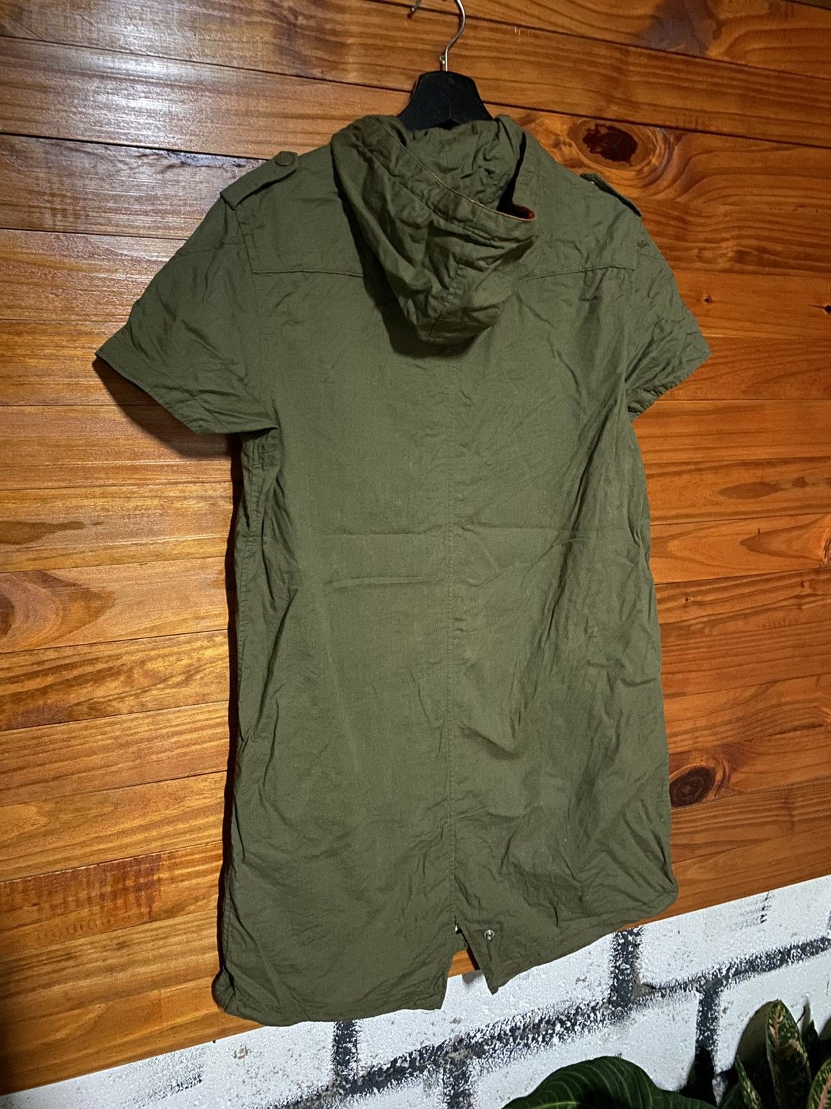 Japanese Brand PPFM Olive Green Hooded Parka Dress | 2000s Streetwear Size M / US 6-8 / IT 42-44 - 9 Thumbnail
