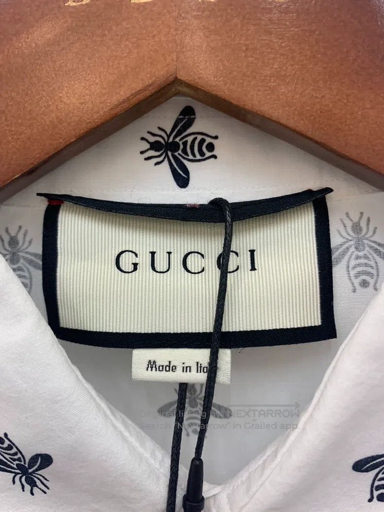 Gucci Gucci Size 39 Full-print little bee white shirt Size US XXS / EU 40 - 3 Thumbnail