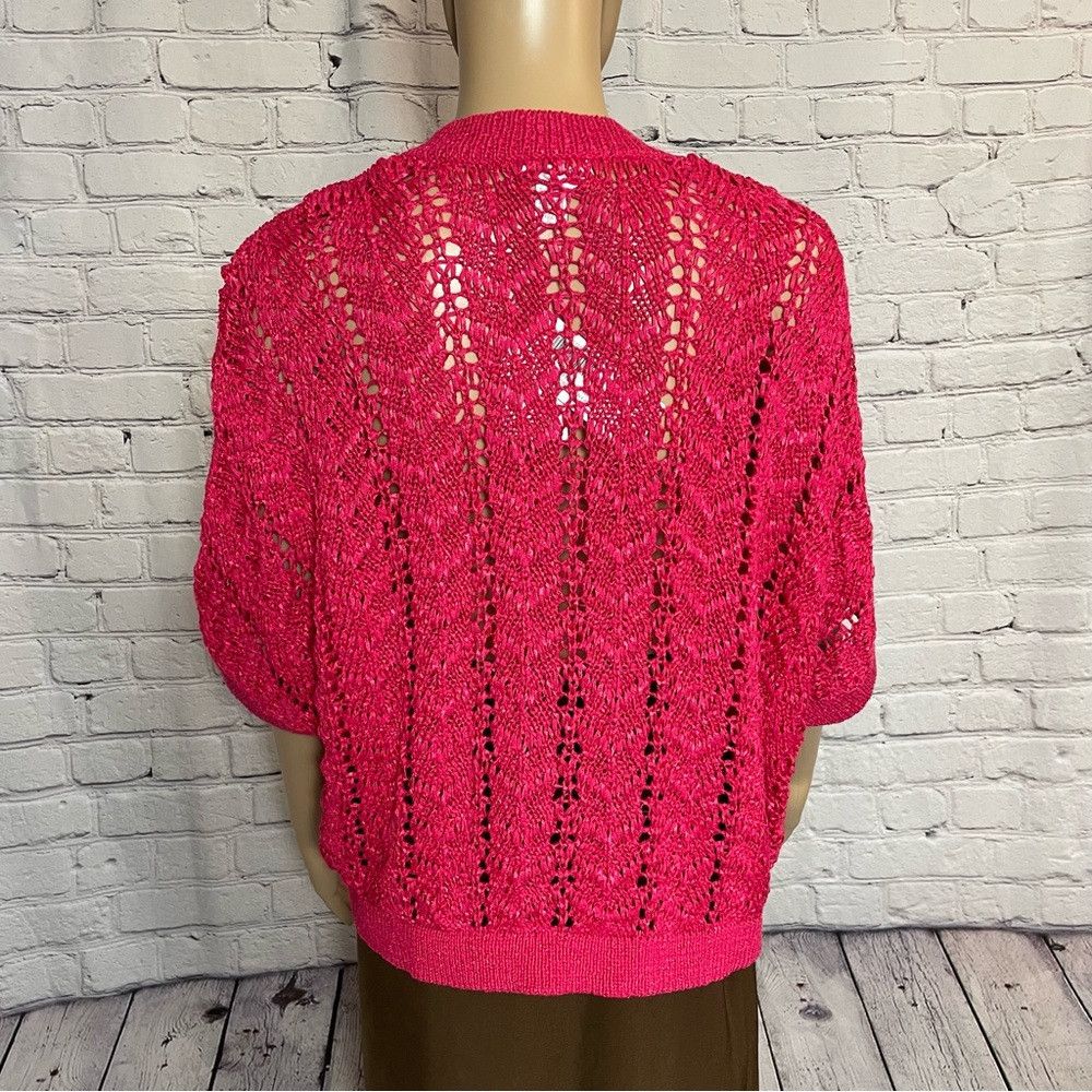 Chicos NWT New Chico's Pink Cotton Blend Knit Shrug Cardigan Size Size XXL / US 16-18 / IT 52-54 - 6 Thumbnail