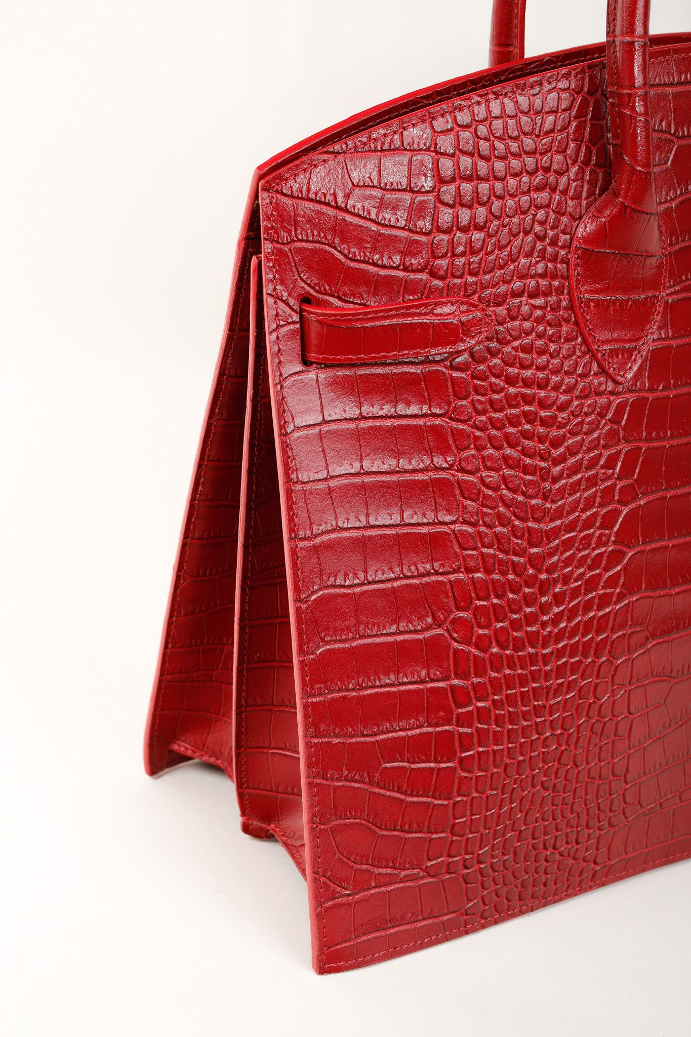 Designer Teddy Blake Kate Red Croco Embossed Leather Handbag Size ONE SIZE - 6 Thumbnail