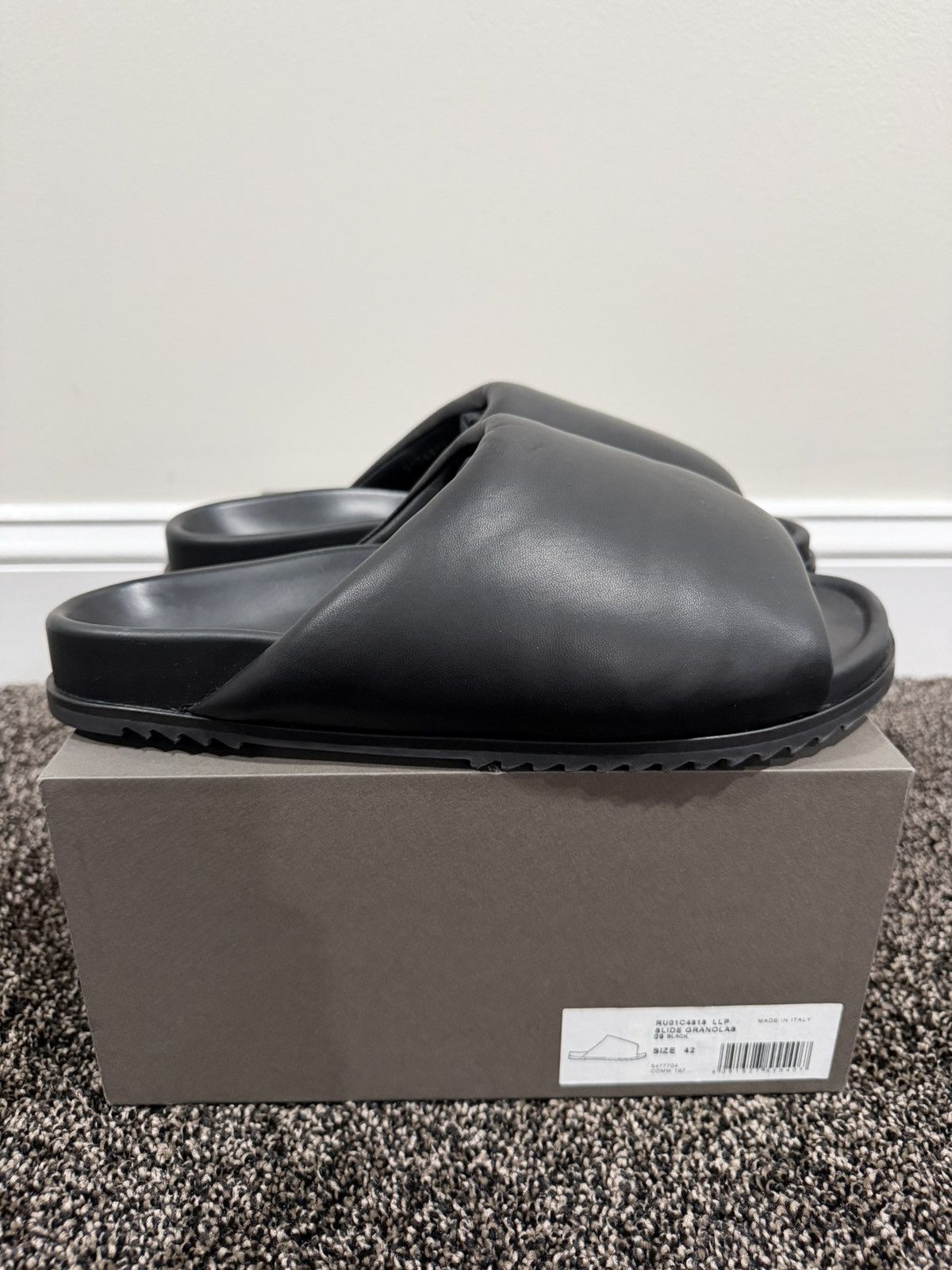 Rick Owens Rick Owens Black Leather Padded Granola Slides Slip Ons Size US 9 / EU 42 - 2 Thumbnail