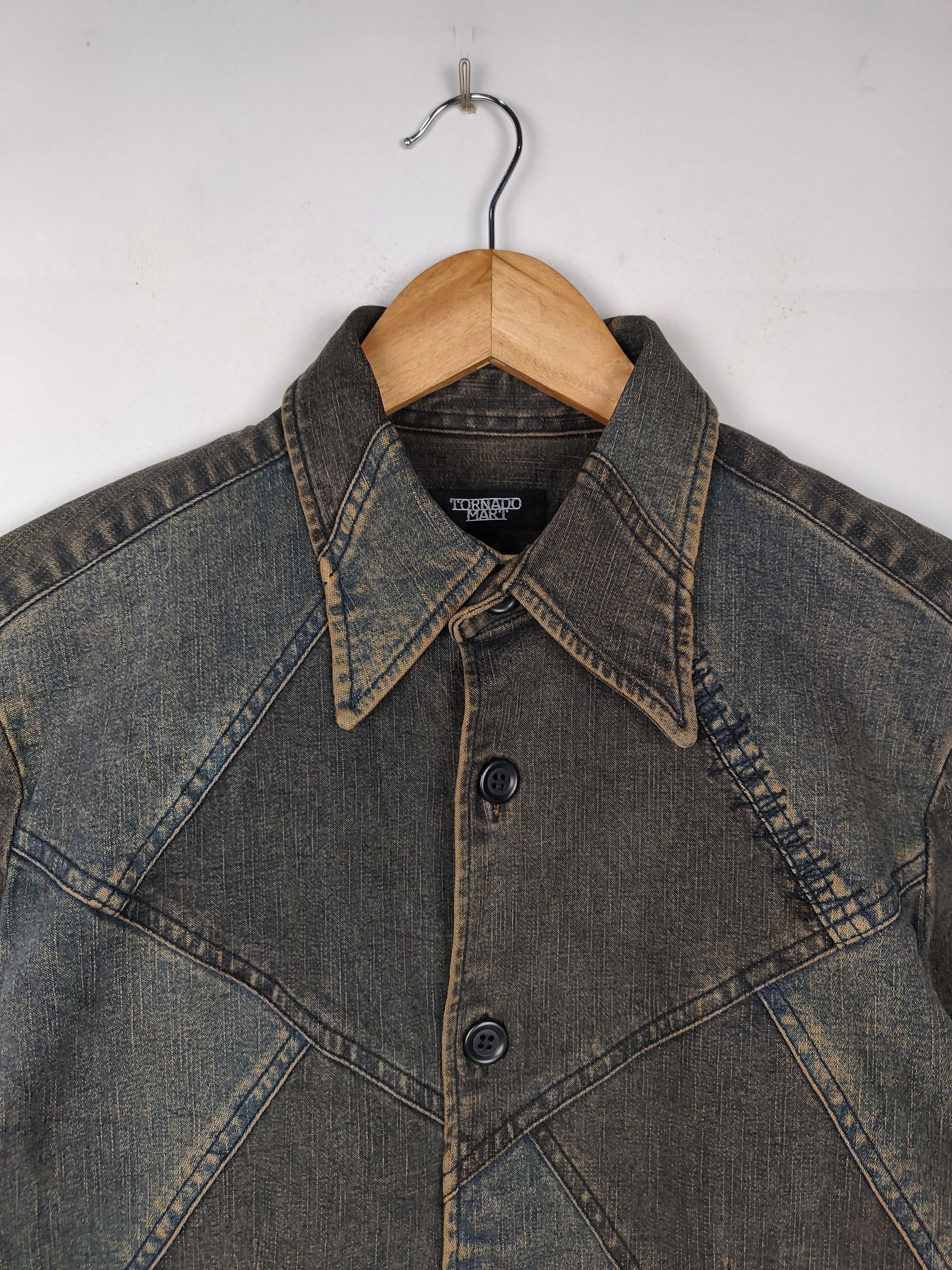 Tornado Mart TORNADO MART PATCHWORK DENIM DARTED SHIRT Size US S / EU 44-46 / 1 - 2 Thumbnail