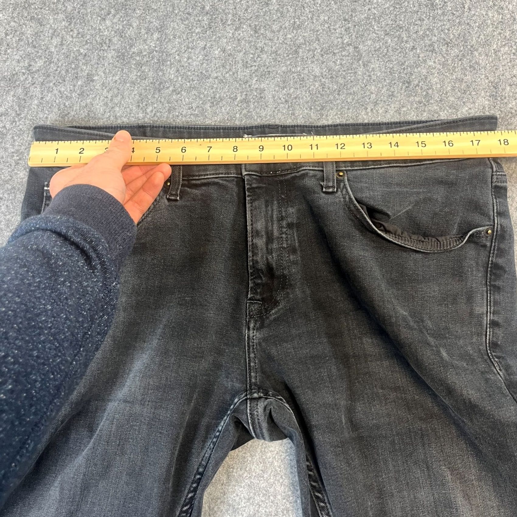 Tommy Hilfiger Tommy Hilfiger Slim Jeans Mens Dark Grey 36 32 Charcoal Wash Stretch Scanton Denim Cotton Elastane 5-Pocket Tapered Zip Fly Size US 36 / EU 52 - 6 Thumbnail