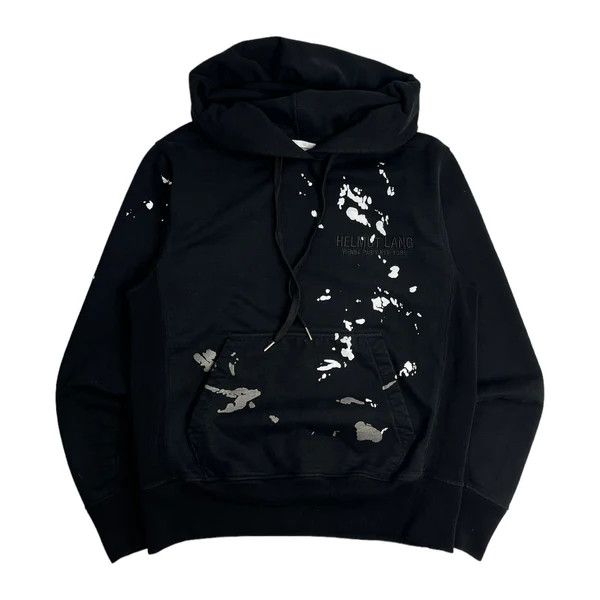 image of Helmut Lang Paint Splatter Hoodie in Black, Men's (Size Medium)