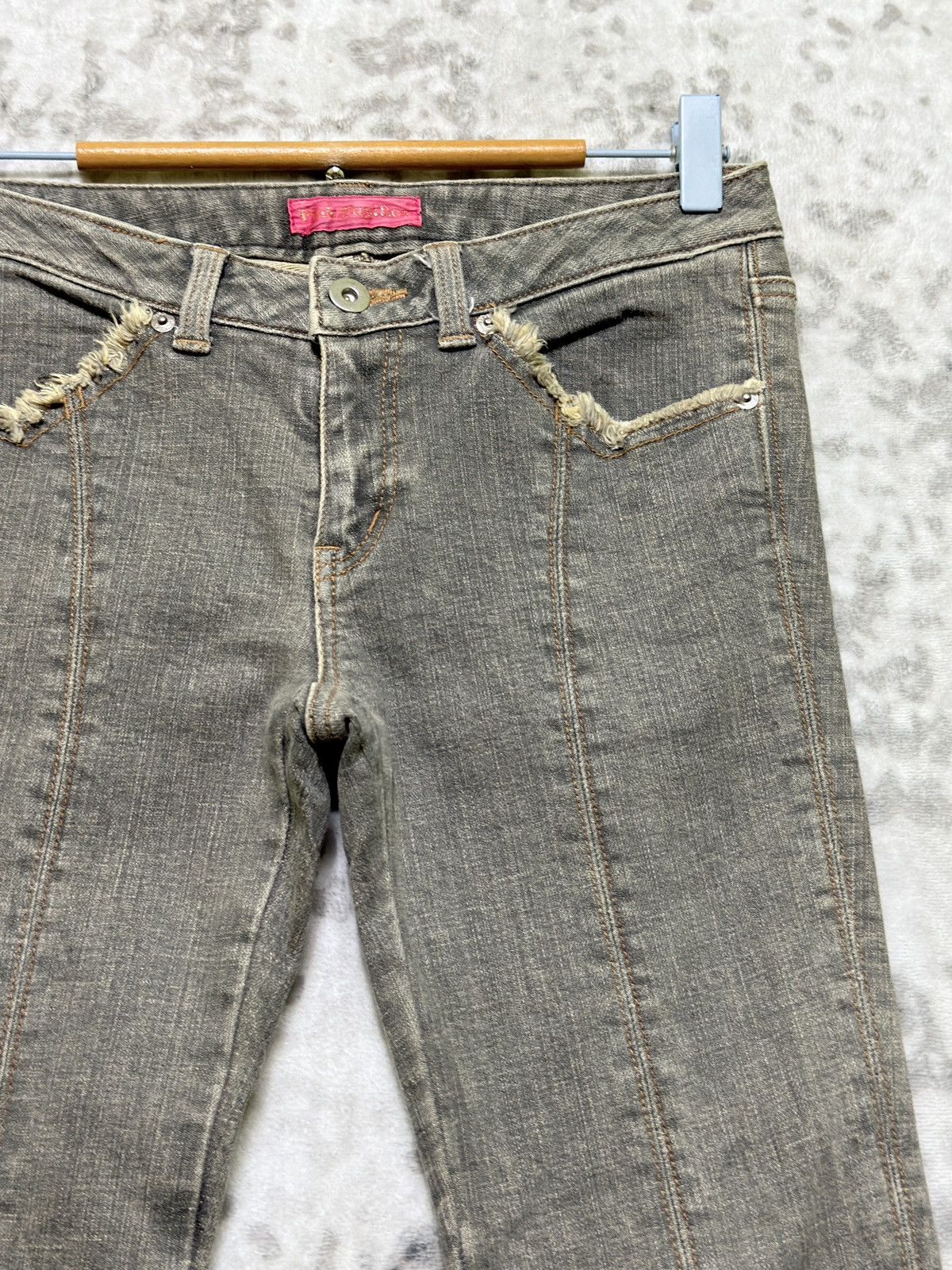 Vintage Pink Papillon Reconstructed Bootcut Bell Bottom Fringe Denim Size 27" / US 4 / IT 40 - 5 Thumbnail