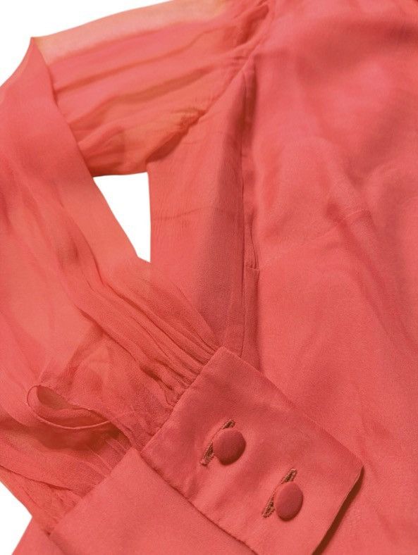 Other VTG Royal India Tailors Pink Silk Blouse Tie Neck Sheer Top Size L / US 10 / IT 46 - 7 Thumbnail