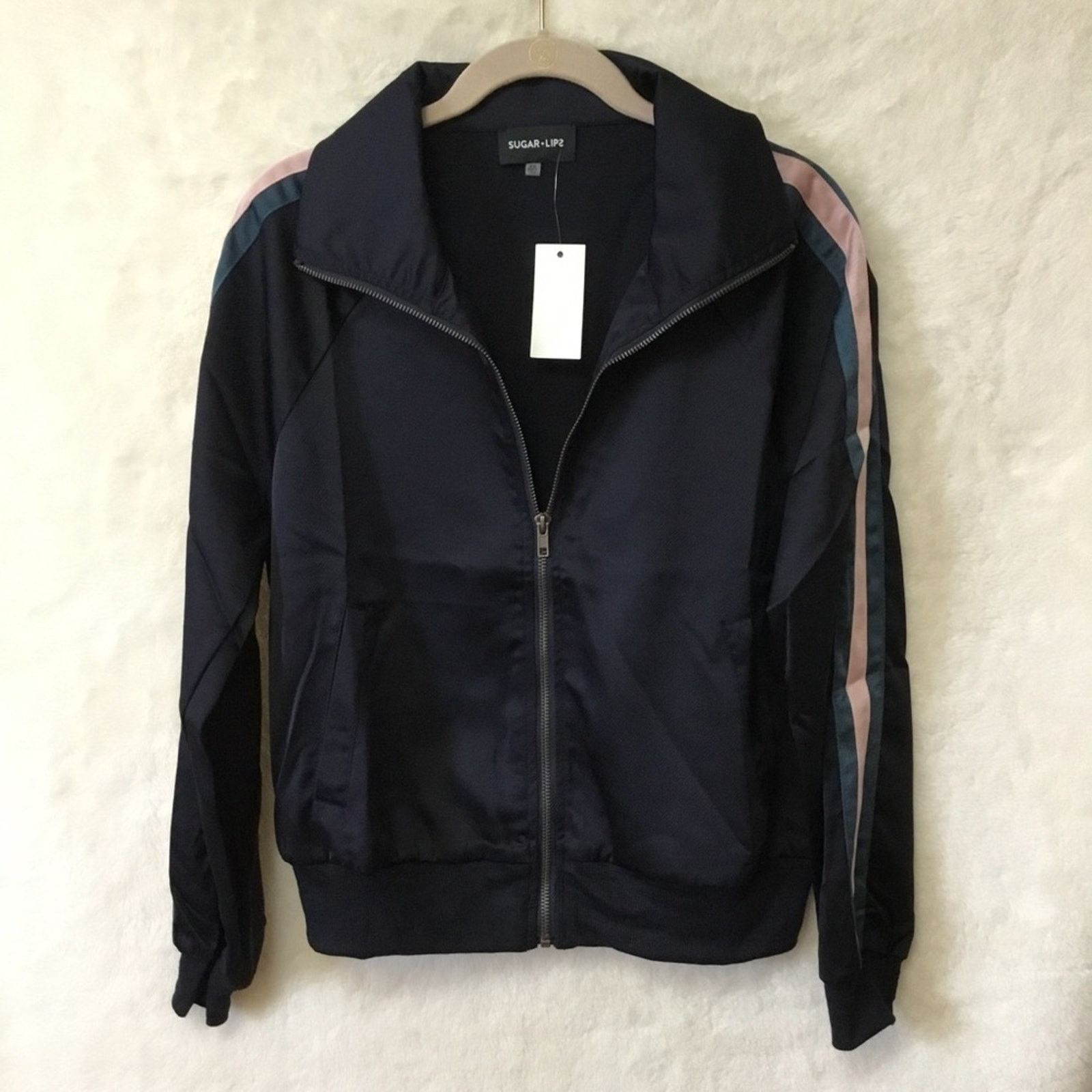 Other Navy Multicolor Stripe Detail Zip-Up Front Sports Jacket Size XS / US 0-2 / IT 36-38 - 8 Thumbnail