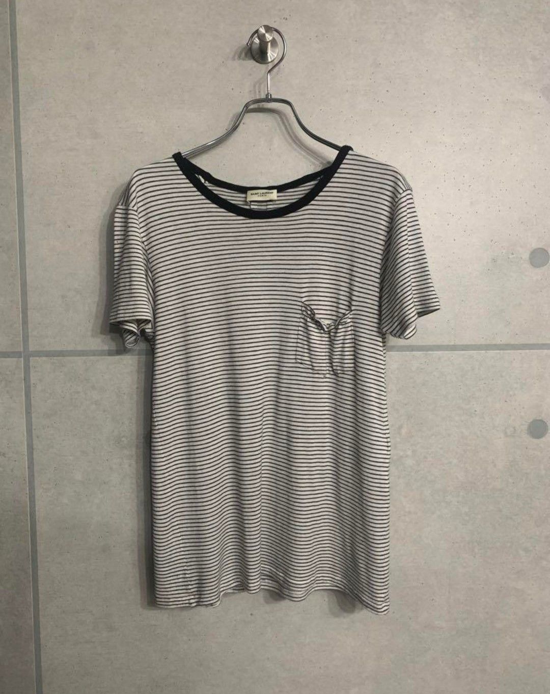 Image of Saint Laurent Paris Saint Laurent 2014 Striped Tshirt in White, Men's (Size XS)