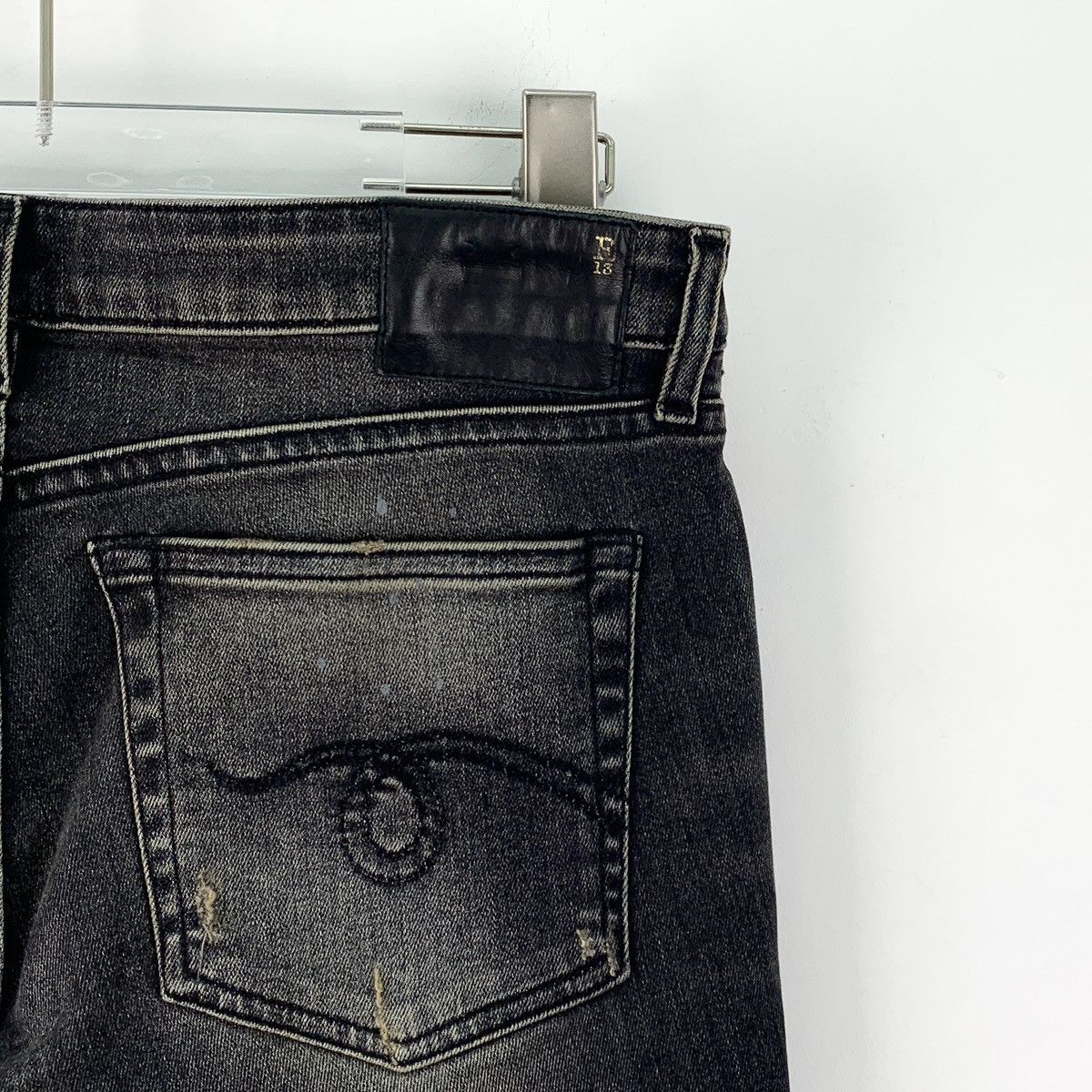 R13 R13 Black Washed Distressed Cotton Denim Pants K26WX Size 27" / US 4 / IT 40 - 5 Thumbnail
