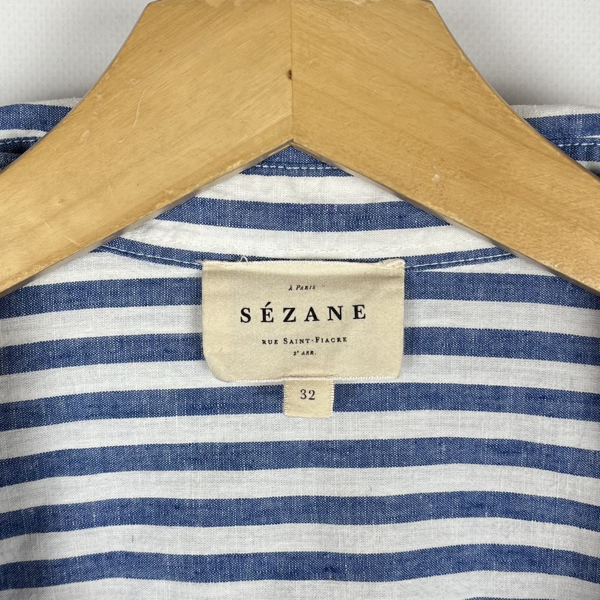Sezane Ladies Sezane Button Up Stripped Blue Max Shirt Size XXS / US 00 / IT 34 - 12 Thumbnail