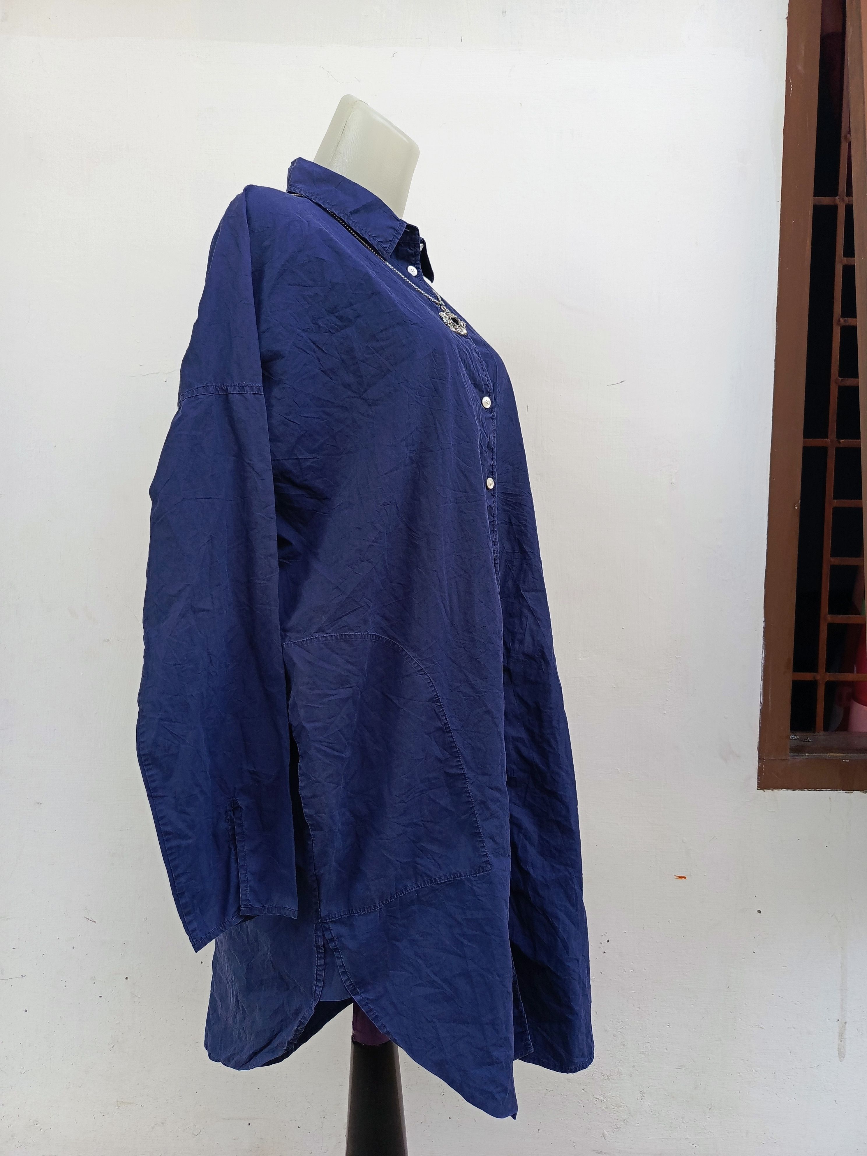 Acne Studios Acne Studios Navy Button Up Long Shirt Dress Oversized Fit Size XXS / US 00 / IT 34 - 4 Thumbnail