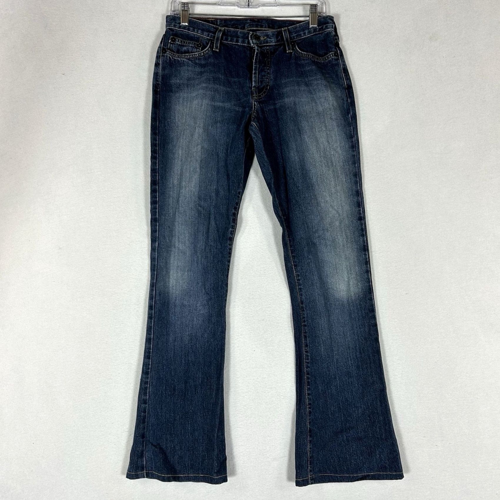 Abercrombie & Fitch VINTAGE Abercrombie & Fitch Jeans Womens 2R Bootcut Wide Leg Denim Regular 32in 100% Cotton Blue USA Button Fly Embroidered Pockets 432-5J 90s Size 26" / US 2 / IT 38 - 2 Thumbnail