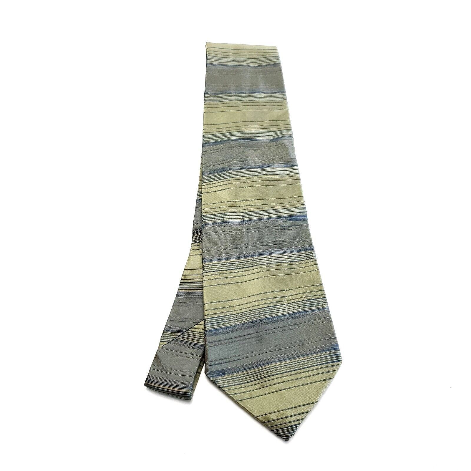 Alfani Alfani Green Silk Tie Woven Short Wide Horizontal Stripes Size ONE SIZE - 6 Thumbnail