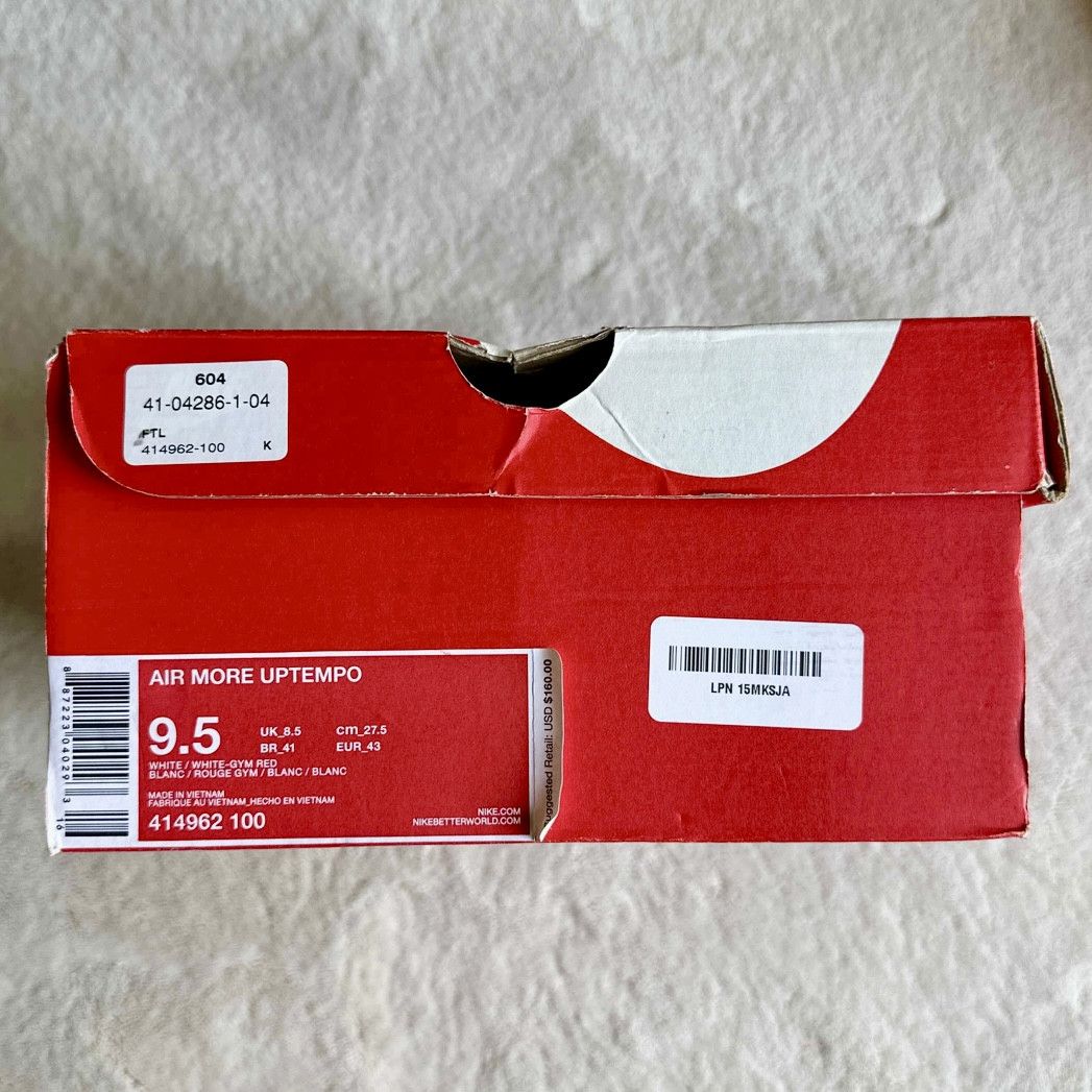 Nike ULTRA RARE Nike AIR MORE UPTEMPO White/Red SNEAKERS Sz 9.5 Size US 9.5 / EU 42-43 - 3 Thumbnail