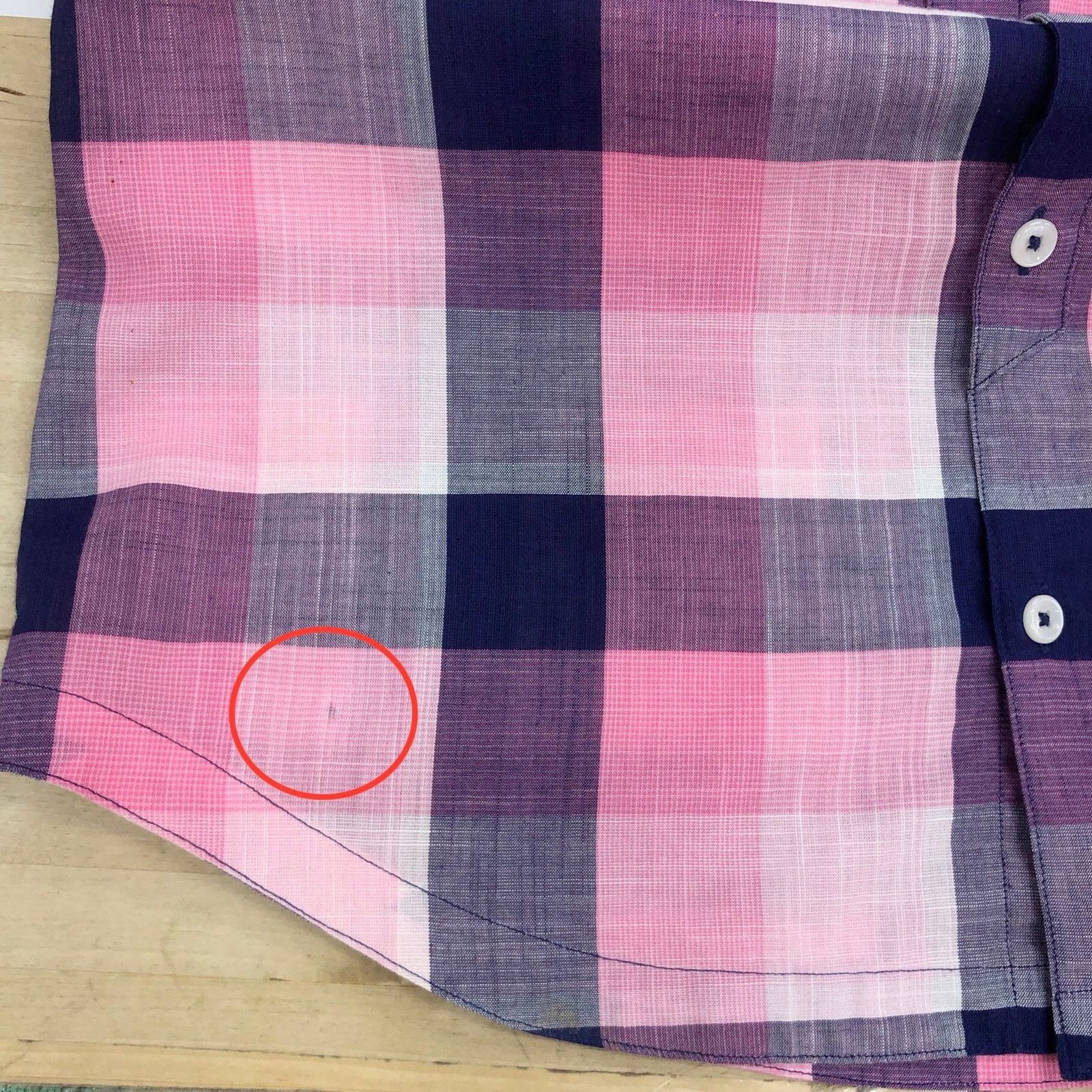 Good Man Brand GoodMan Brand Shirt S Pink Navy Plaid Short Sleeve TINY FLAW Size US S / EU 44-46 / 1 - 18 Thumbnail