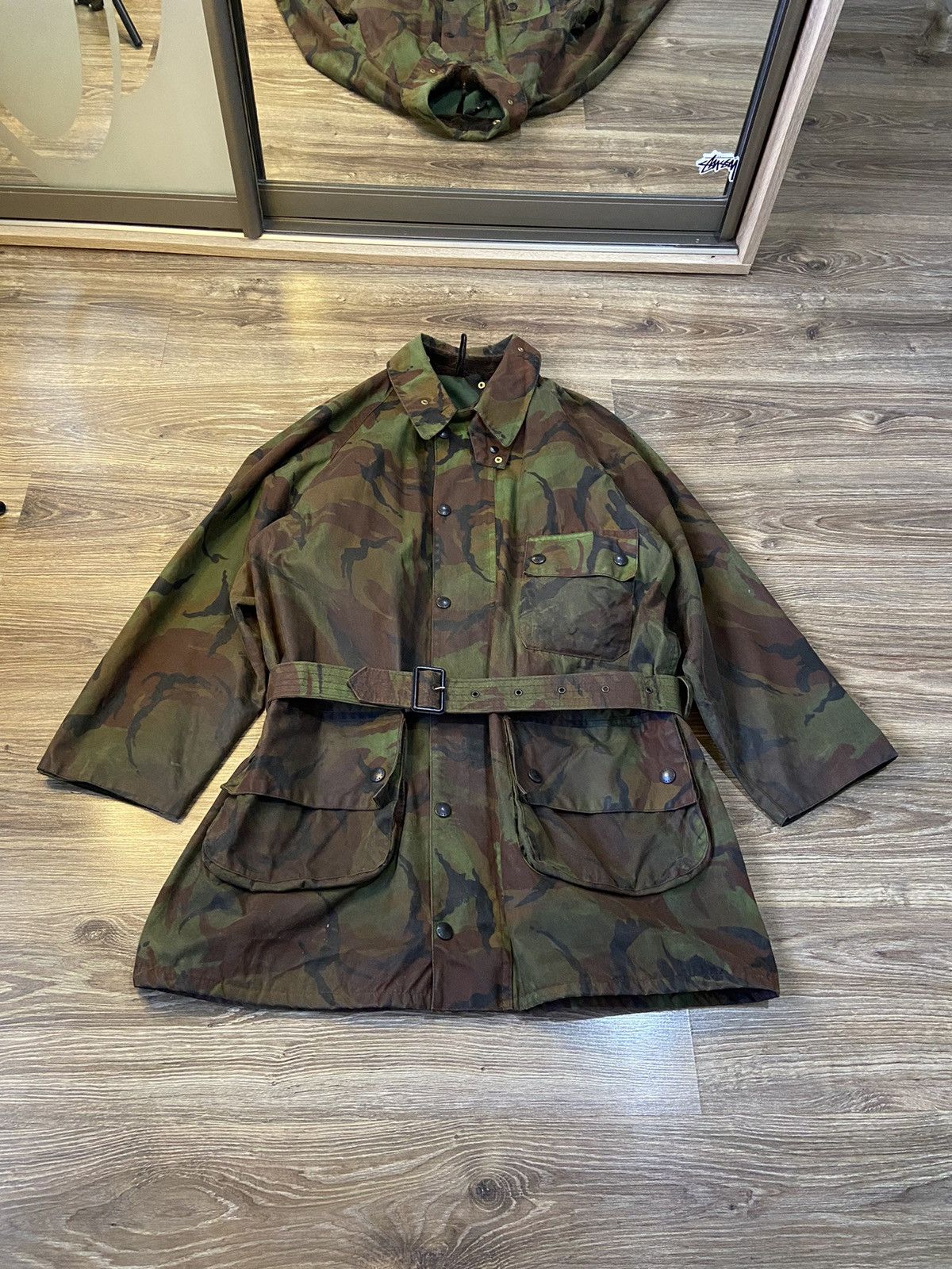 image of Archival Clothing x Barbour 80's Barbour A90 Camouflage Wax Vintage Jacket Coat, Men's (Size Medium