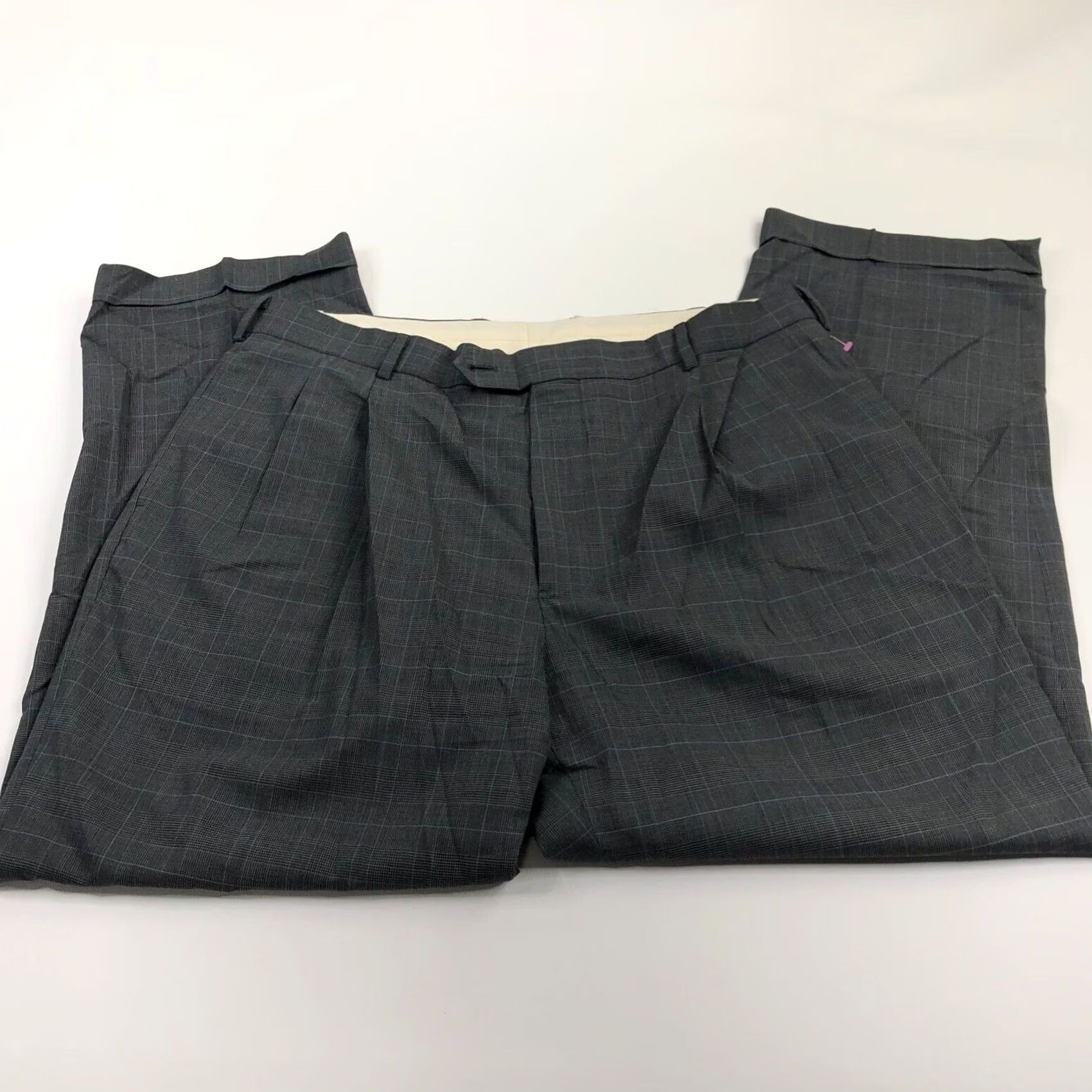 Brooks Brothers Brooks Brothers Madison BrooksCool Wool Pants Gray Plaid 45R W40 37W 29.5L Dress Pants Belt Loops Button Front Regular Men Size US 37 - 2 Thumbnail