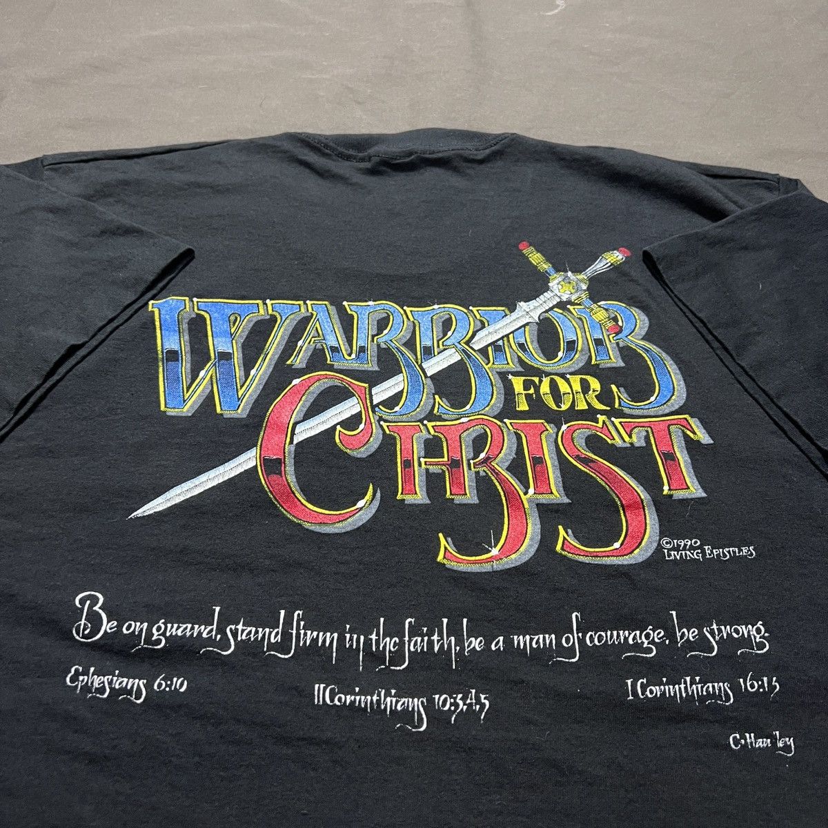 Vintage 90s Warrior For Christ Jesus God Holy Bible Living Epistles Size US XL / EU 56 / 4 - 1 Thumbnail