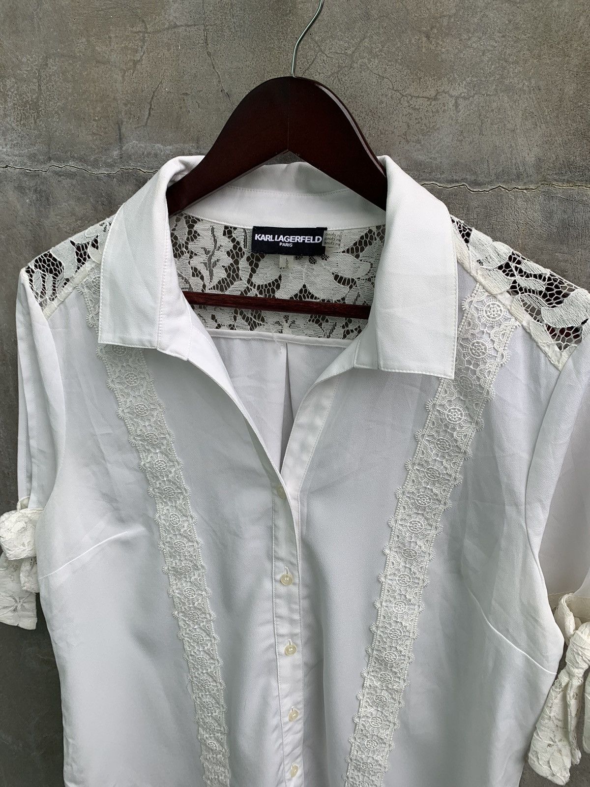 Karl Lagerfeld Flower Crochet Blouse Size L / US 10 / IT 46 - 4 Thumbnail