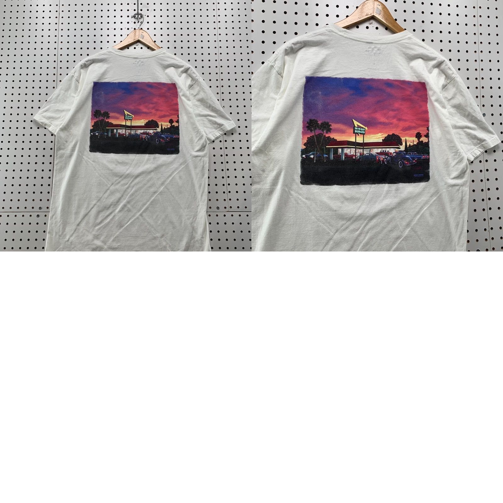 Vintage In N Out Shirt Mens Large White Sunset Car Graphic Short Sleeve California Size US L / EU 52-54 / 3 - 9 Thumbnail