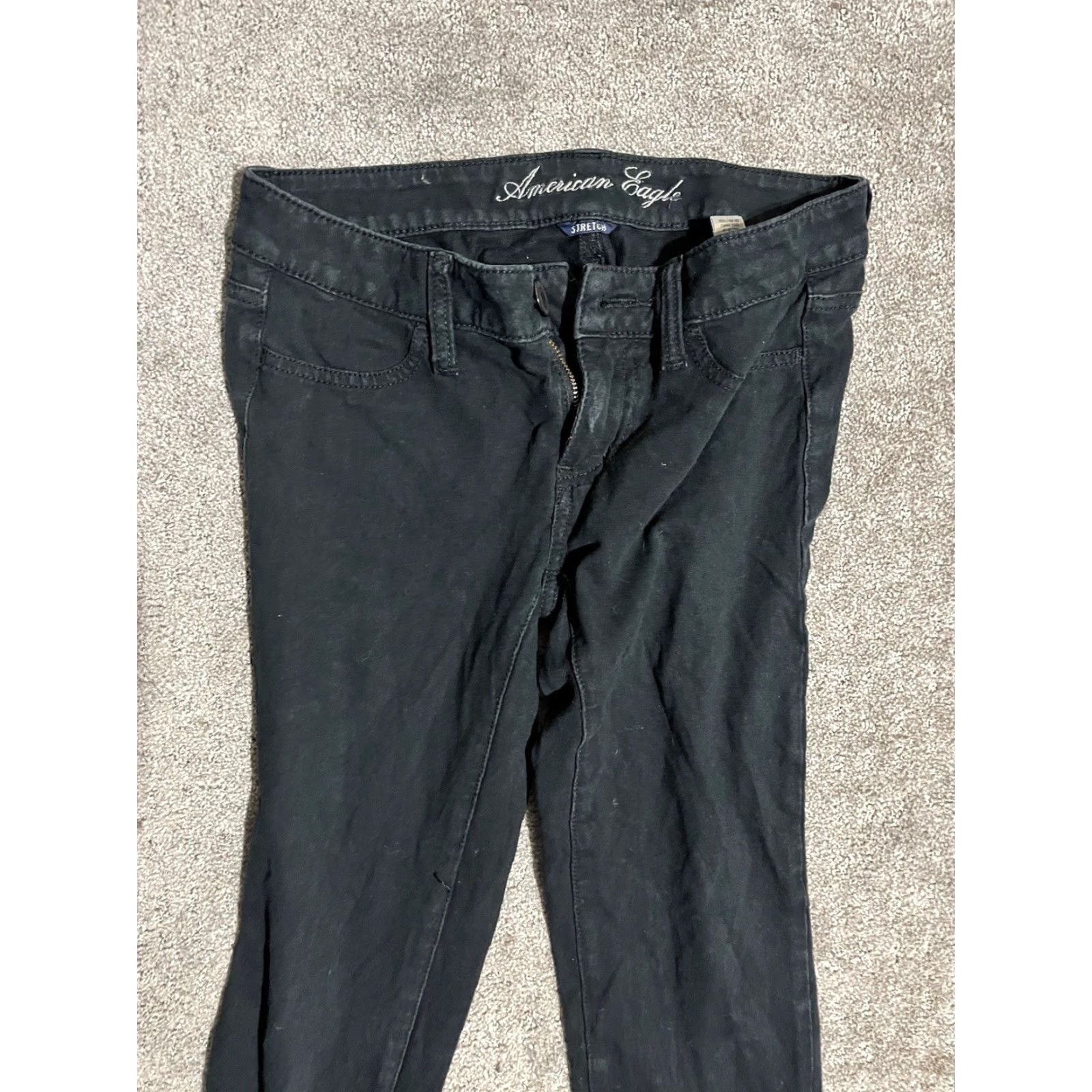 American Eagle Outfitters VINTAGE American Eagle Black Stretch Mid Rise Jegging Pants Solid Womens 2 Black Denim Jeans Size 26" / US 2 / IT 38 - 2 Thumbnail